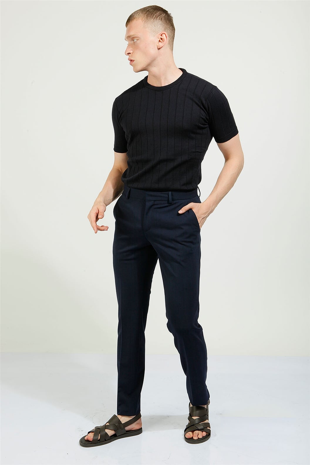 Lacivert Slim Fit Jogger Pantolon