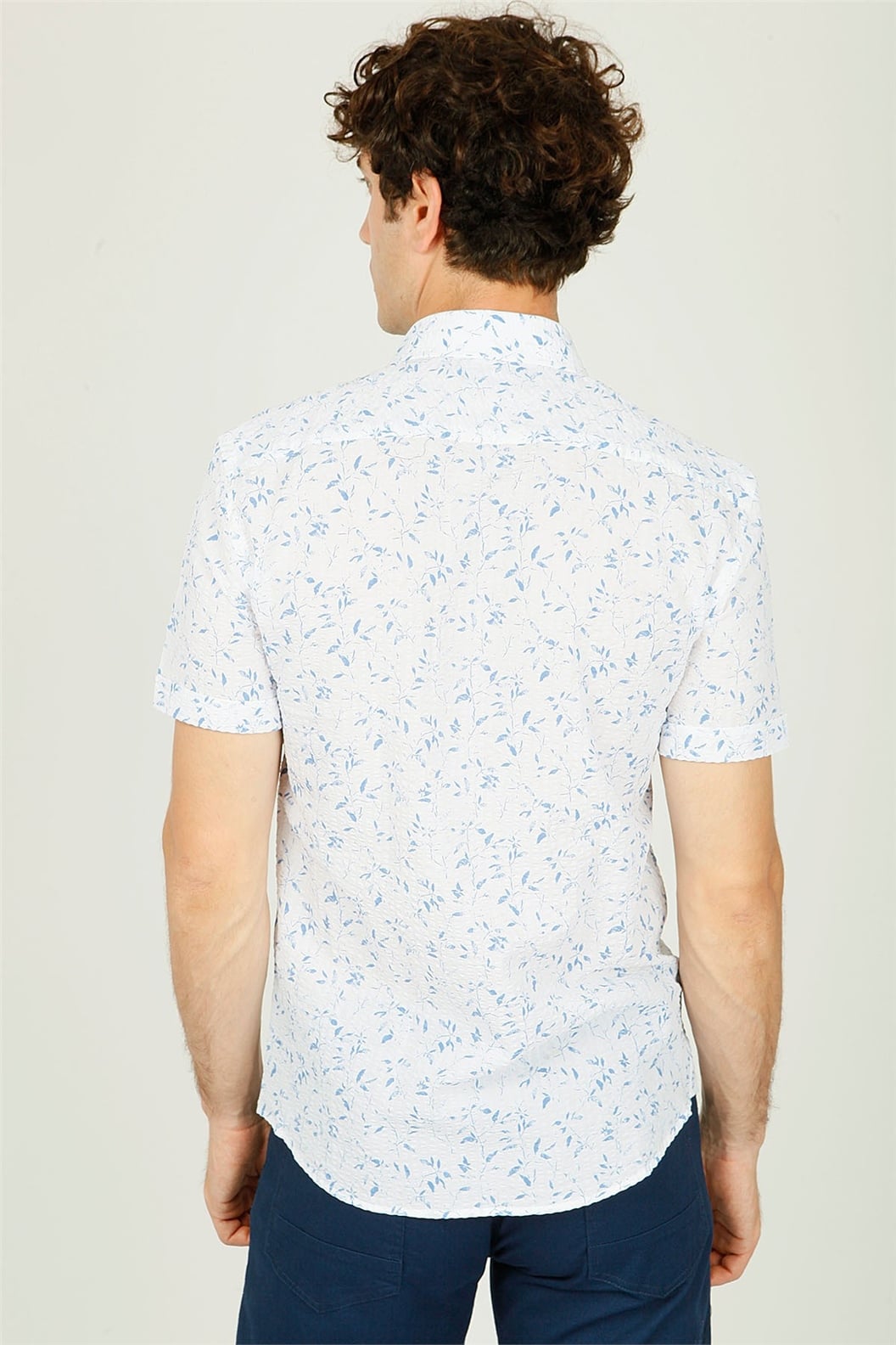Lacivert Slim Fit Kısa Kol Gömlek