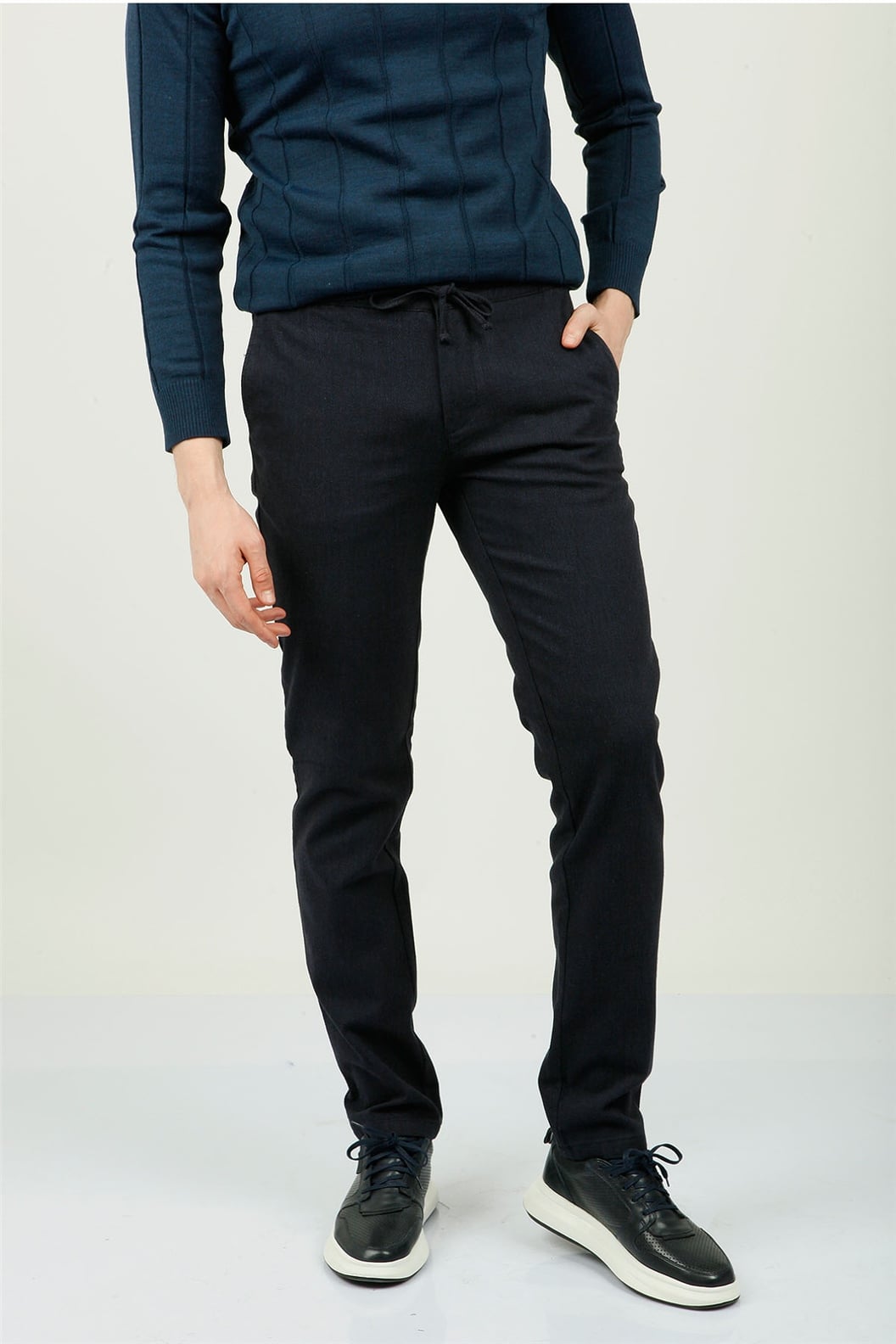 Lacivert Slim Fit Lastikli Pantolon