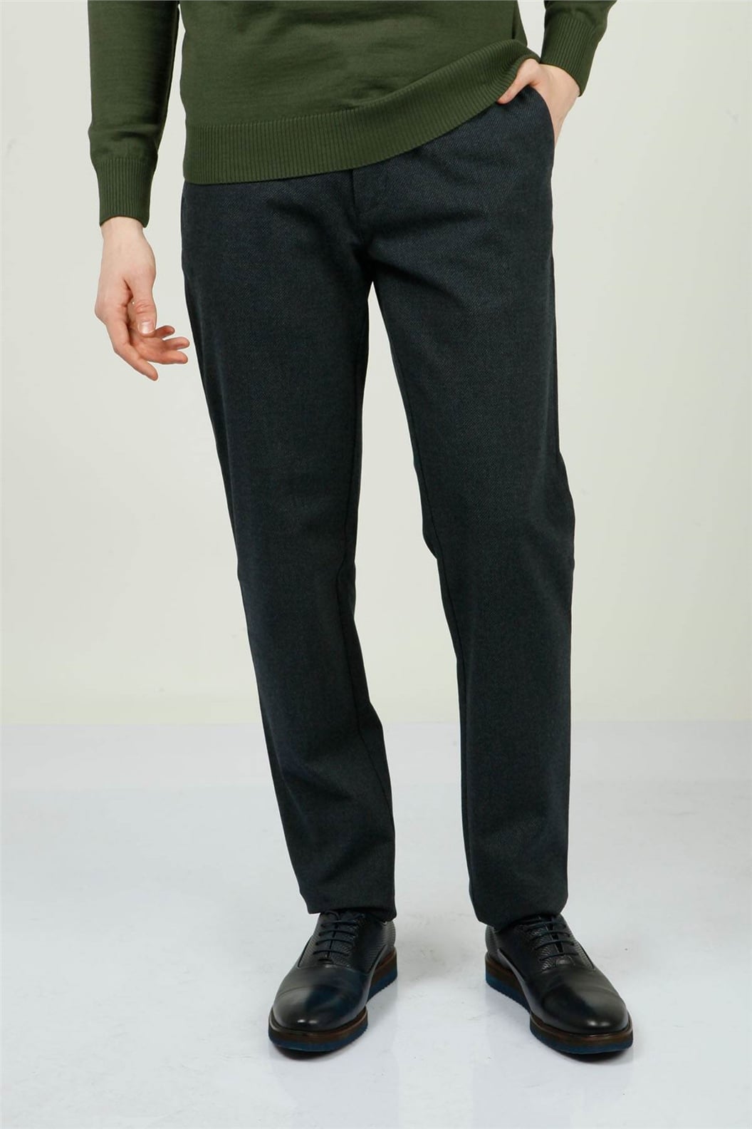 Lacivert Slim Fit Lastikli Pantolon