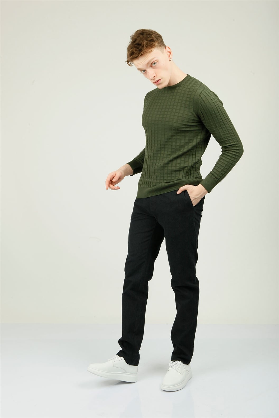 Lacivert Slim Fit Lastikli Pantolon