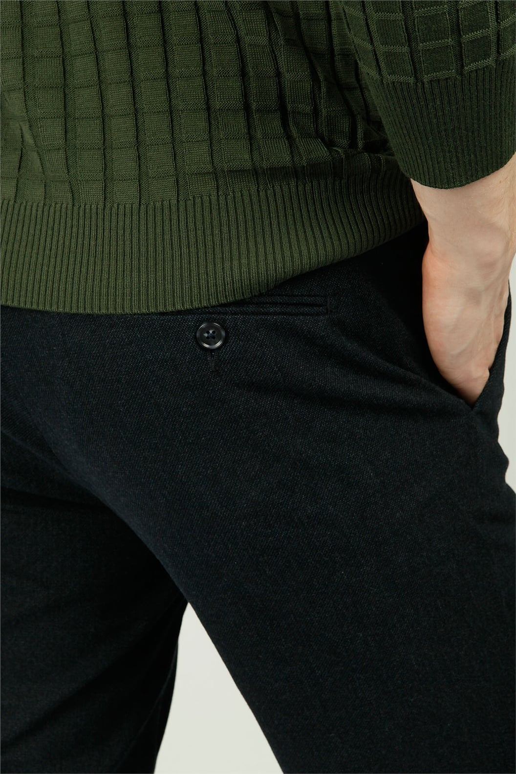 Lacivert Slim Fit Lastikli Pantolon