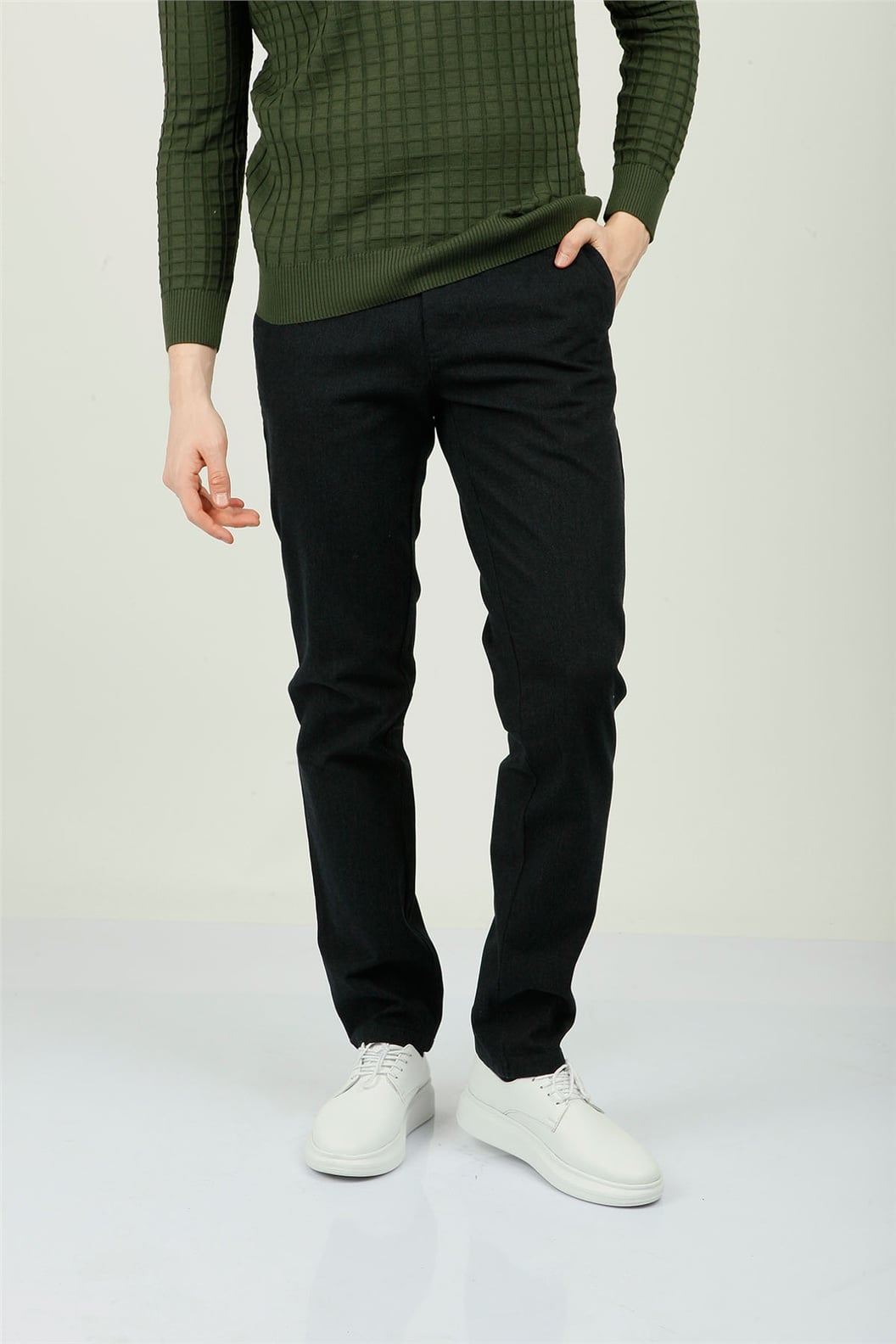 Lacivert Slim Fit Lastikli Pantolon