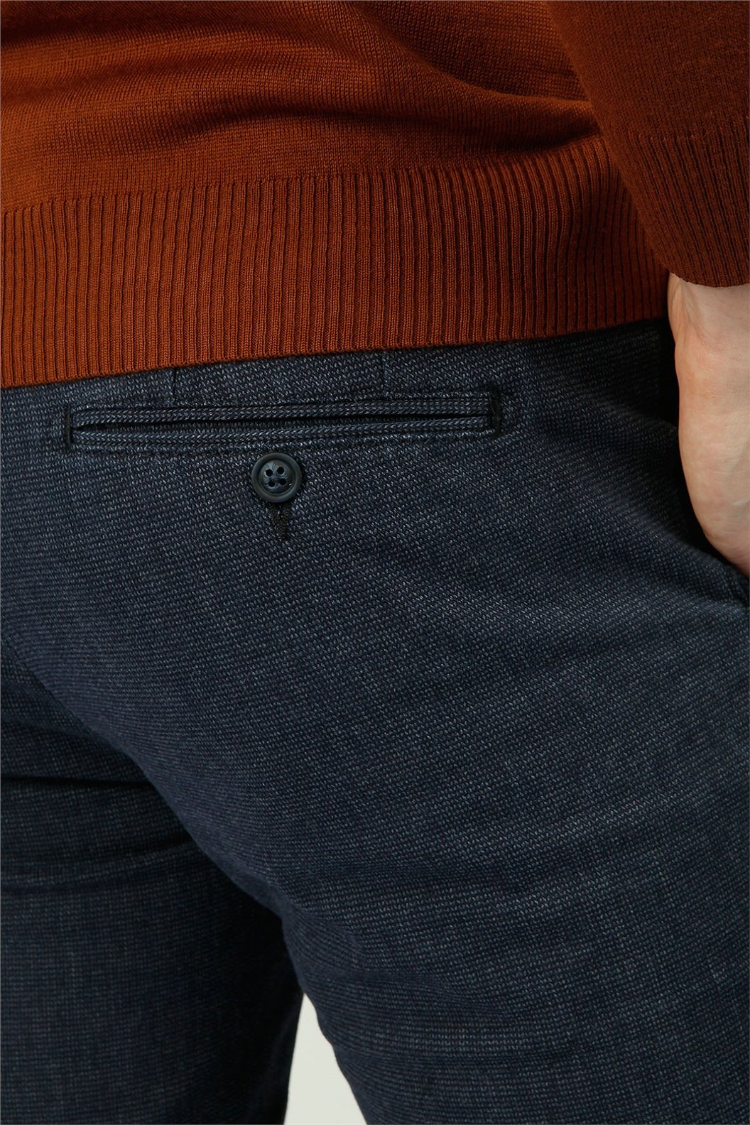 Lacivert Slim Fit Pileli Pantolon
