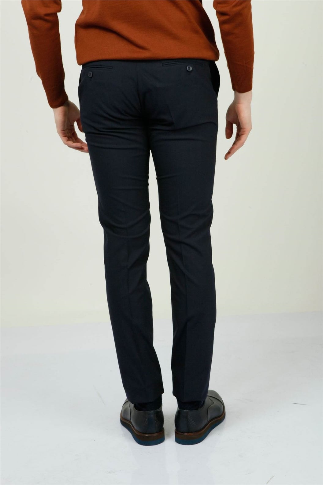 Lacivert Slim Fit Pilesiz Klasik Pantolon
