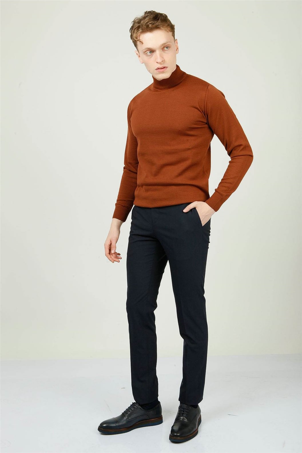 Lacivert Slim Fit Pilesiz Klasik Pantolon