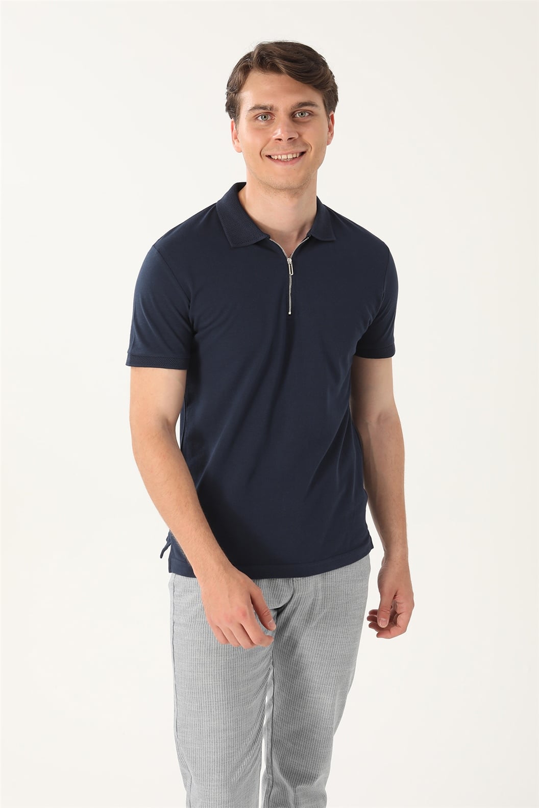 Lacivert Slim Fit Polo Yaka T-Shirt