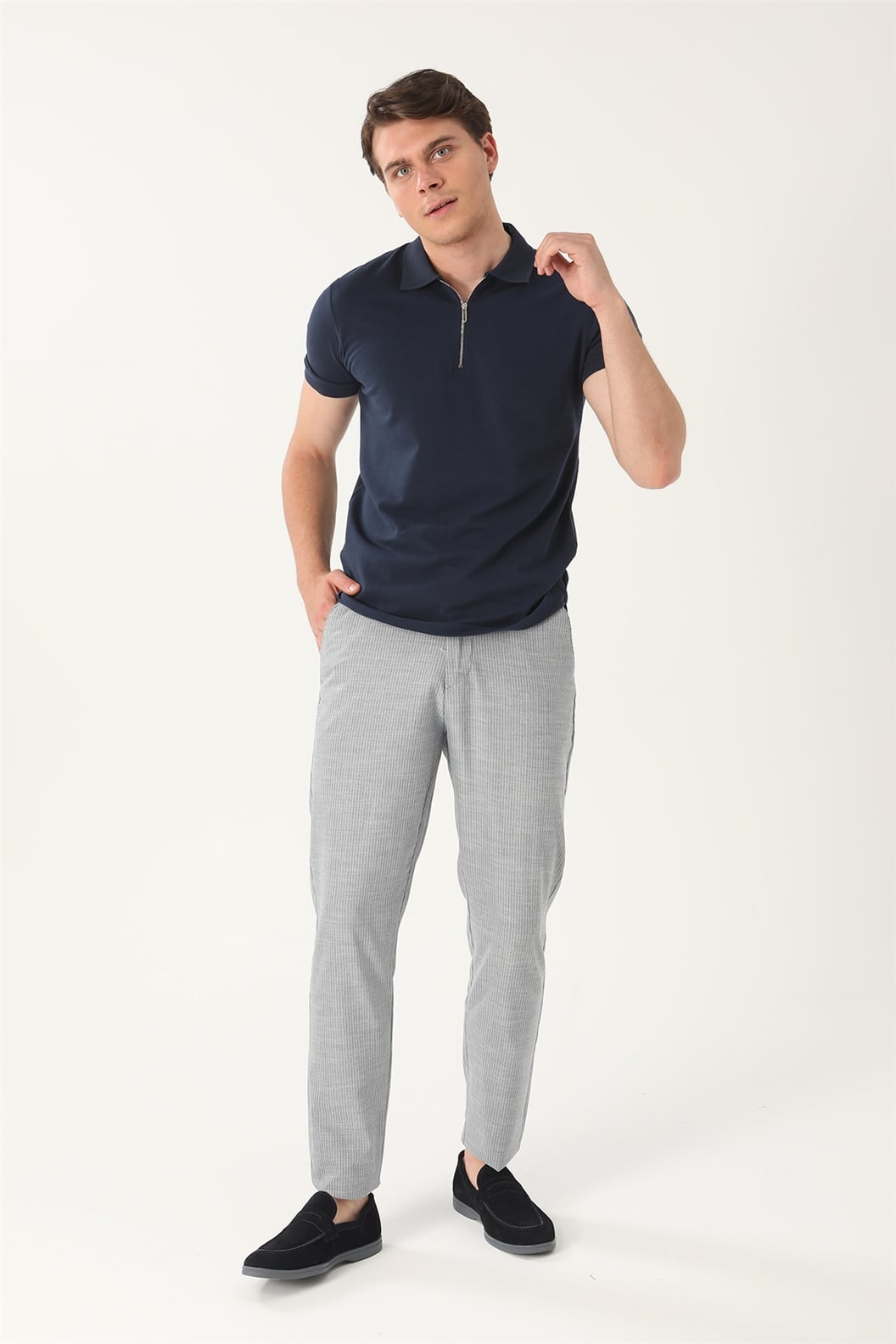 Lacivert Slim Fit Polo Yaka T-Shirt