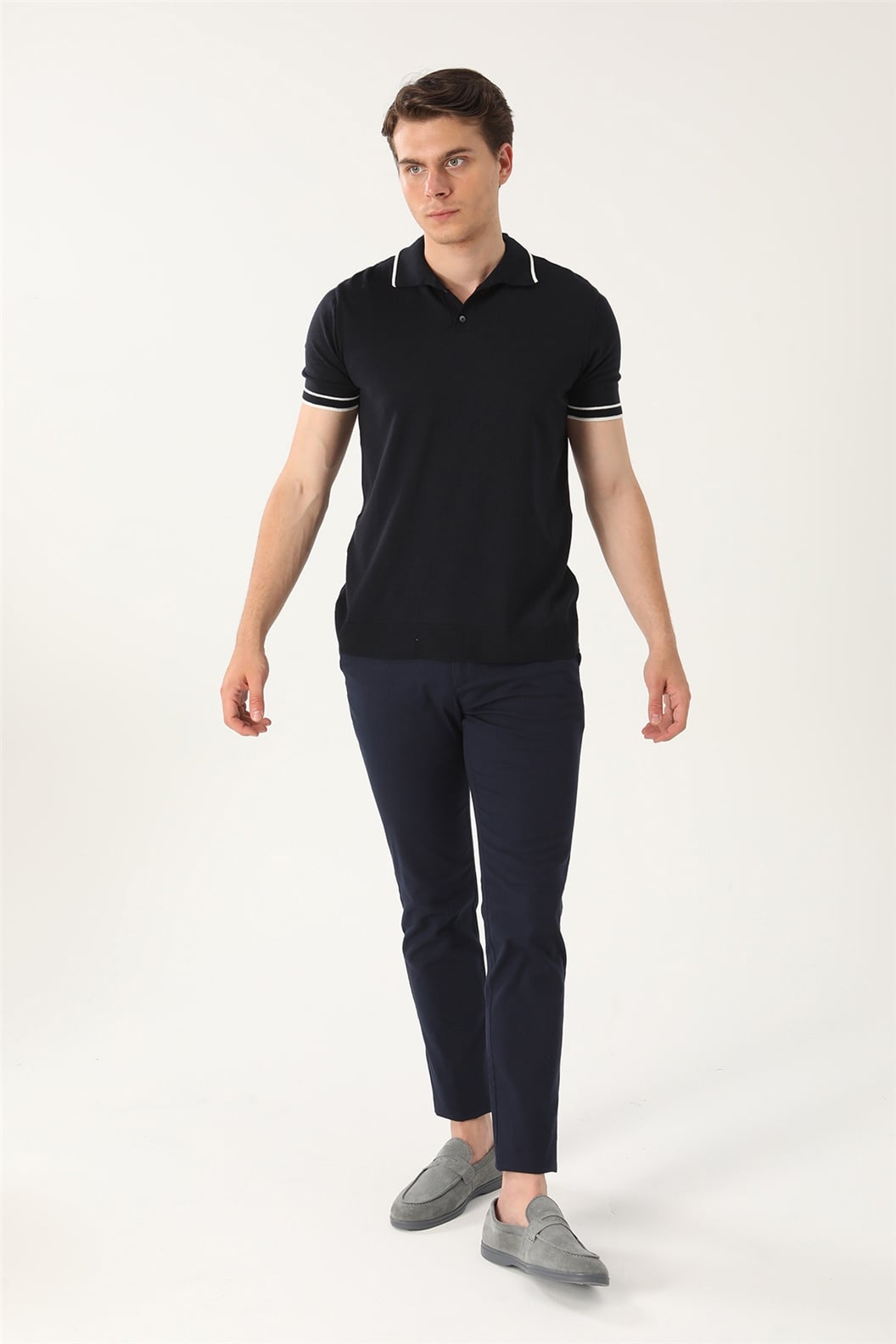 Lacivert Slim Fit Polo Yaka T-Shirt