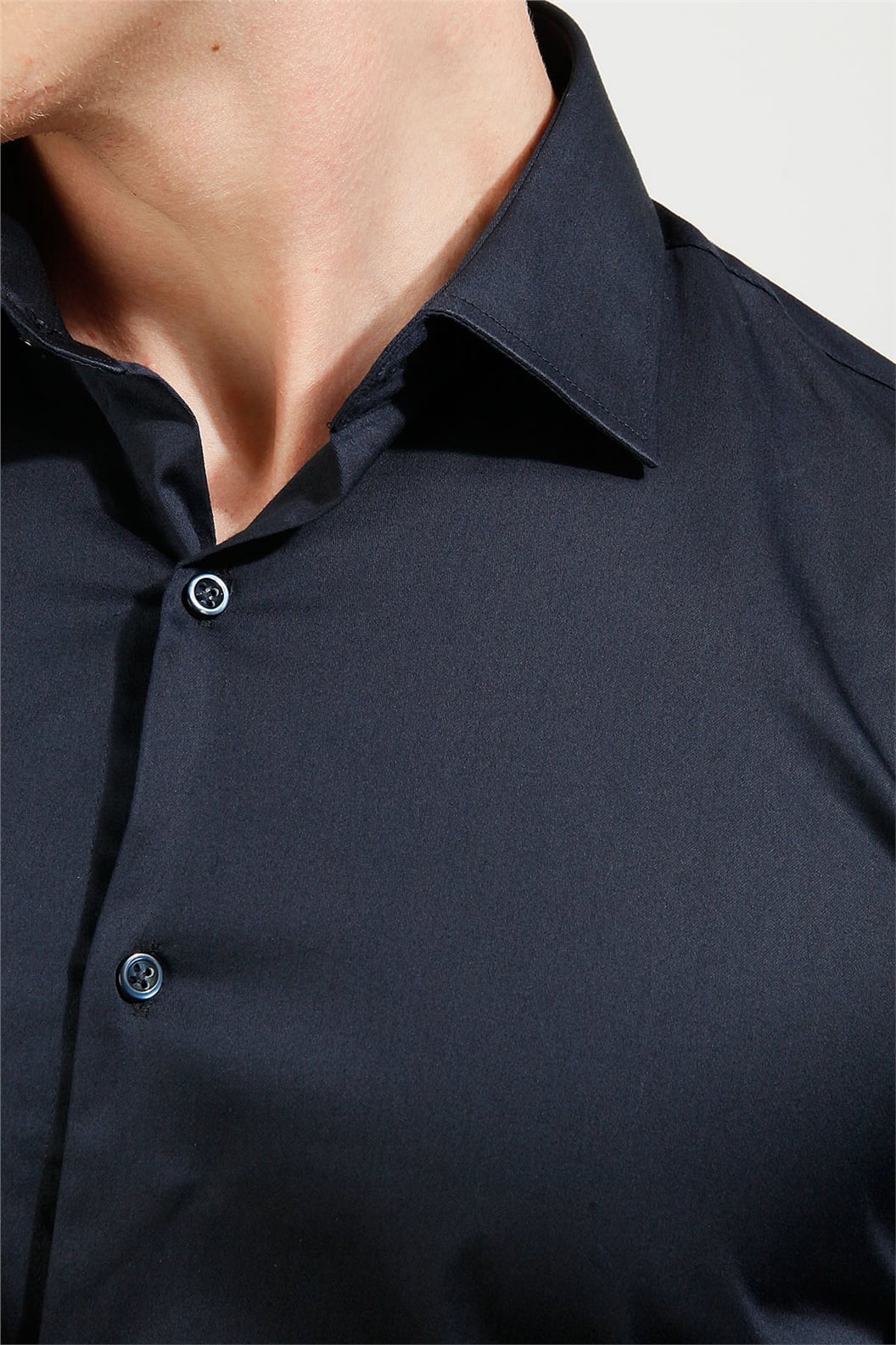 Lacivert Slim Fit Uzun Kol Gömlek
