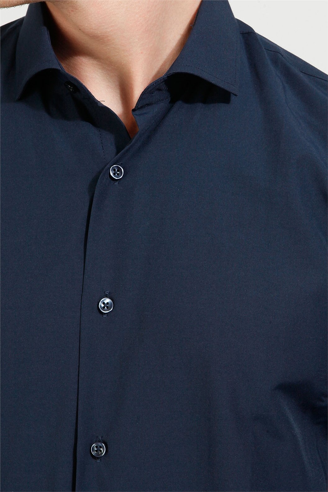 Lacivert Slim Fit Uzun Kol Gömlek