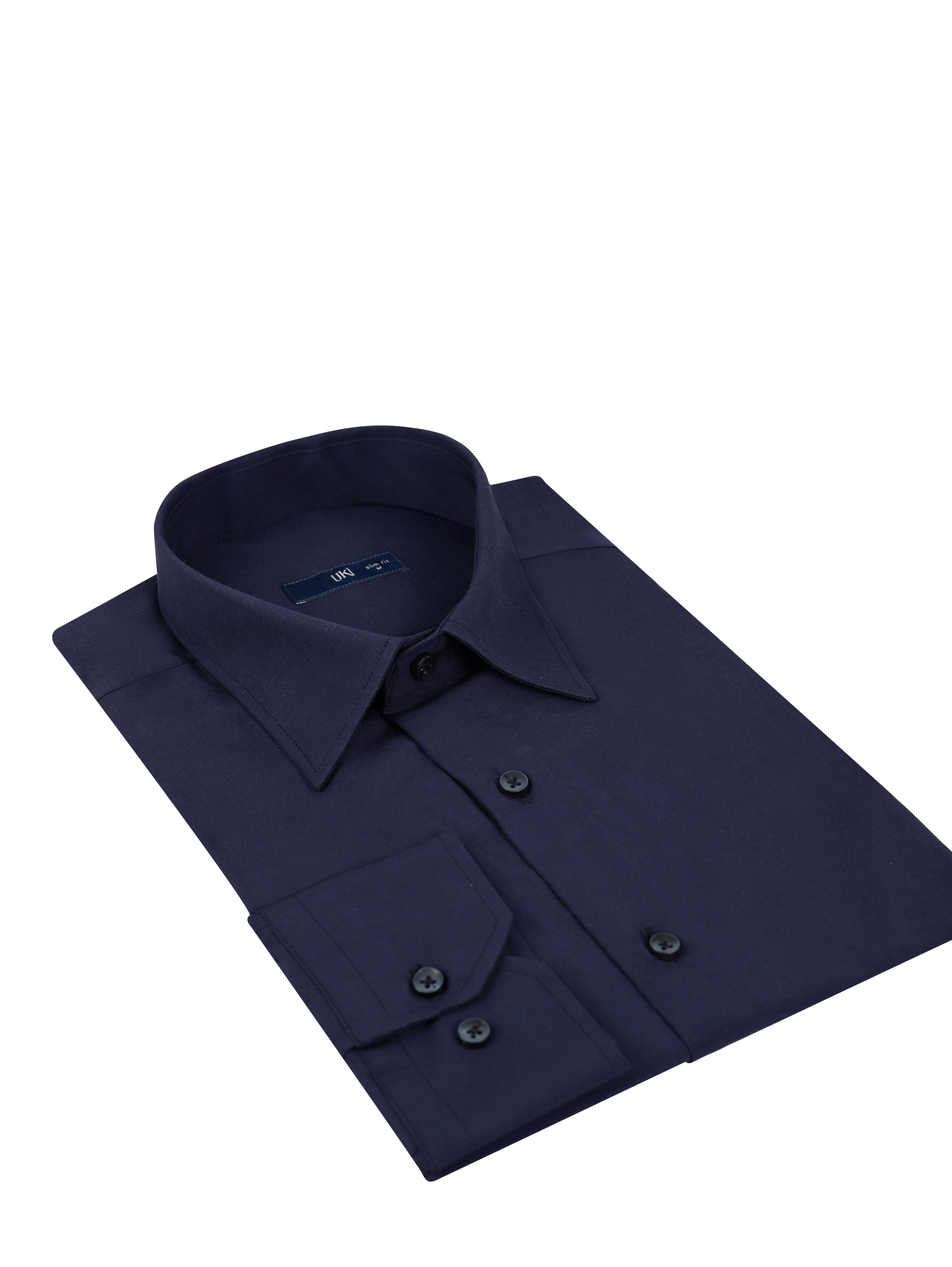 Lacivert Slim Fit Uzun Kol Gömlek