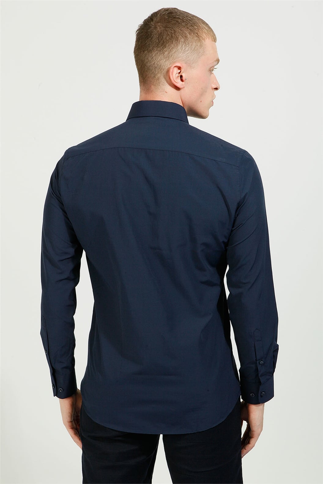 Lacivert Slim Fit Uzun Kol Gömlek