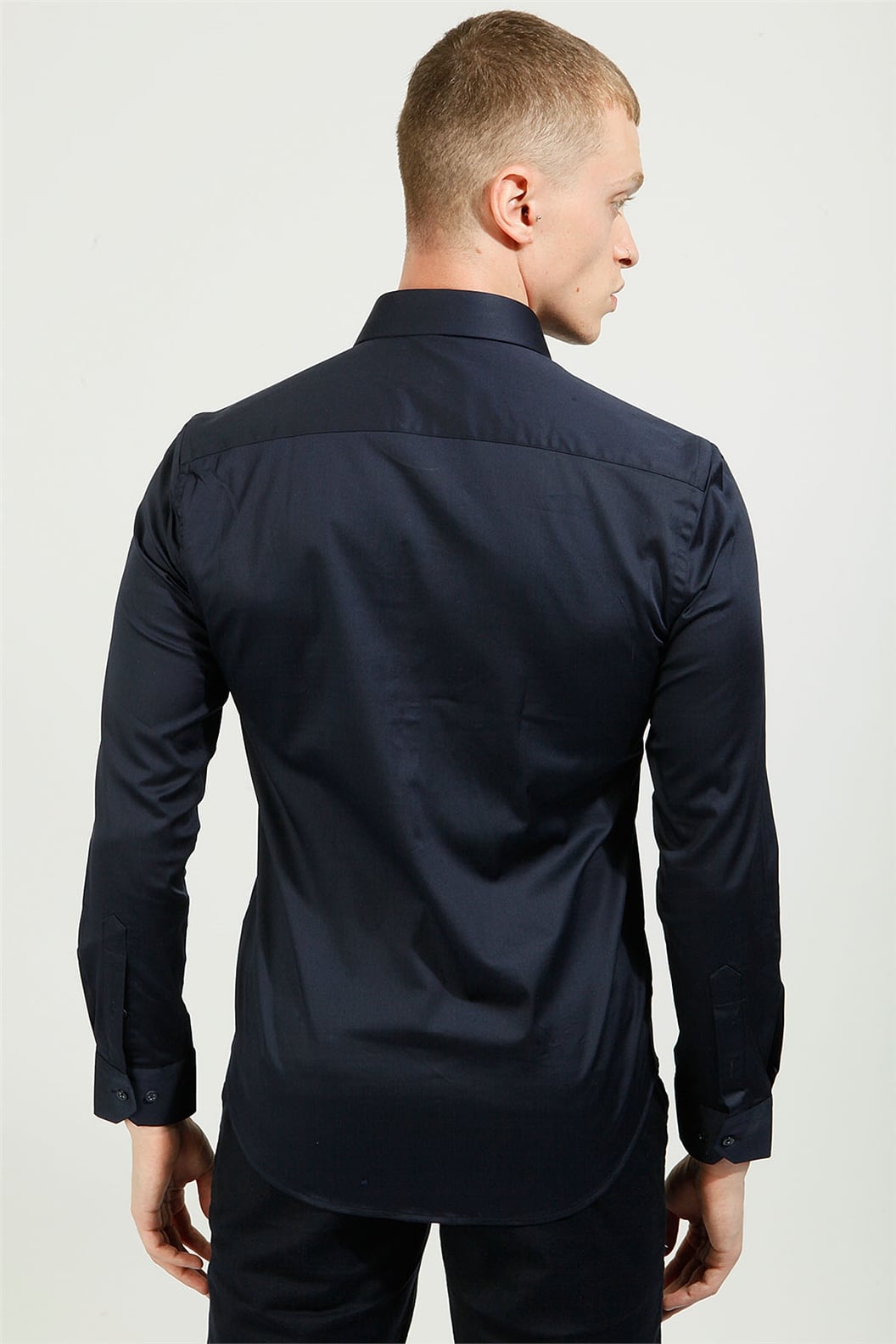 Lacivert Slim Fit Uzun Kol Gömlek