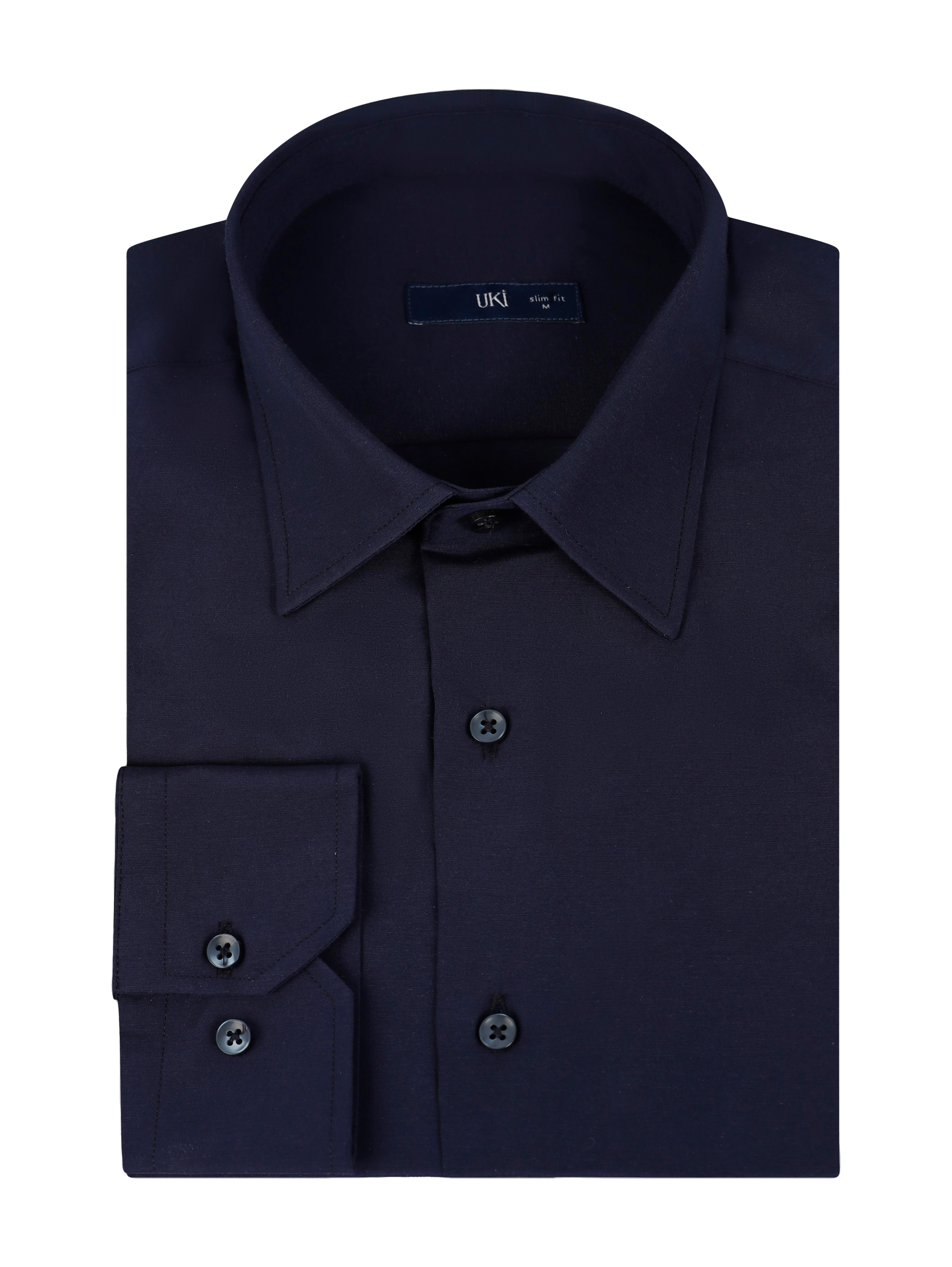 Lacivert Slim Fit Uzun Kol Gömlek