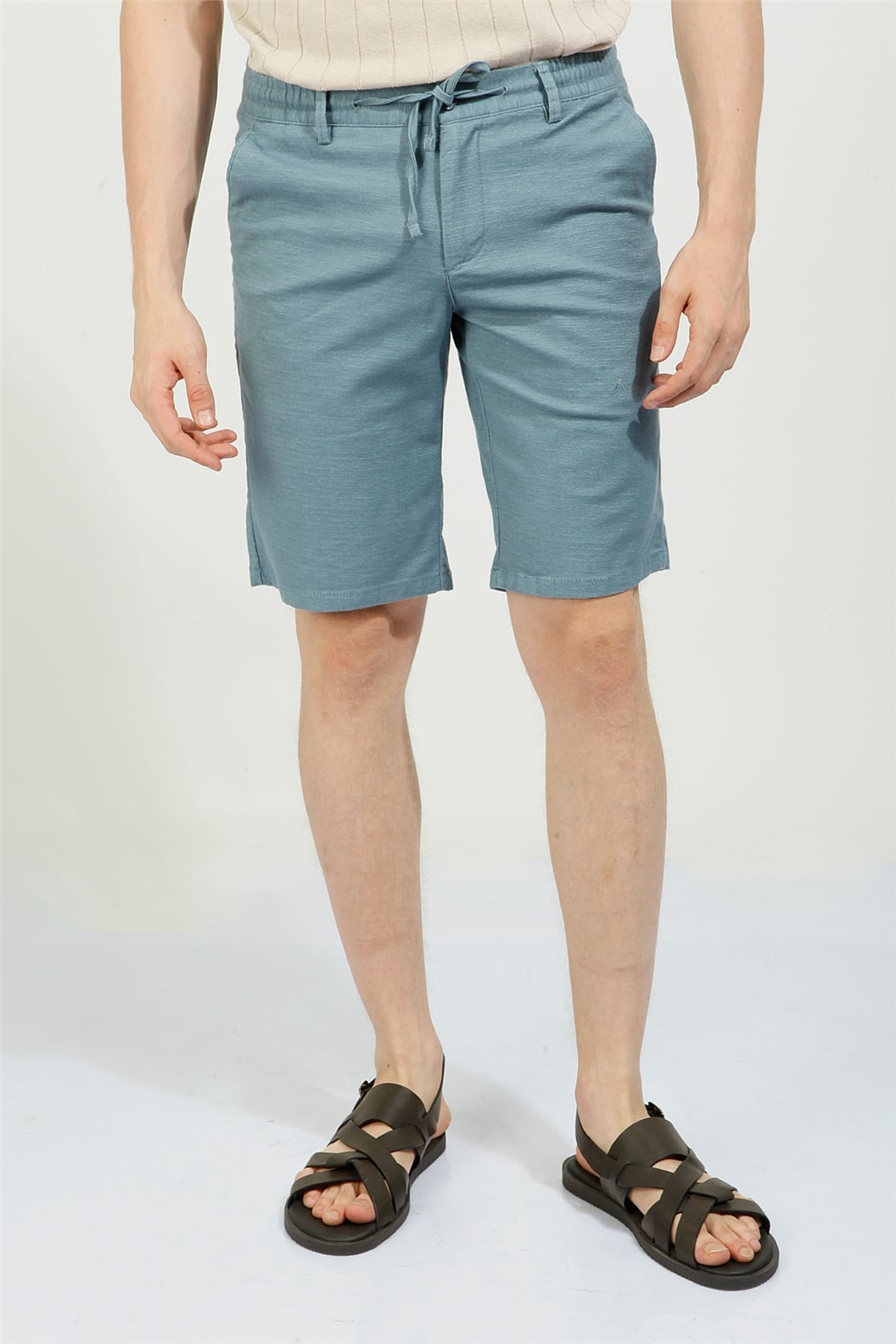 Mavi Slim Fit Bermuda Şort