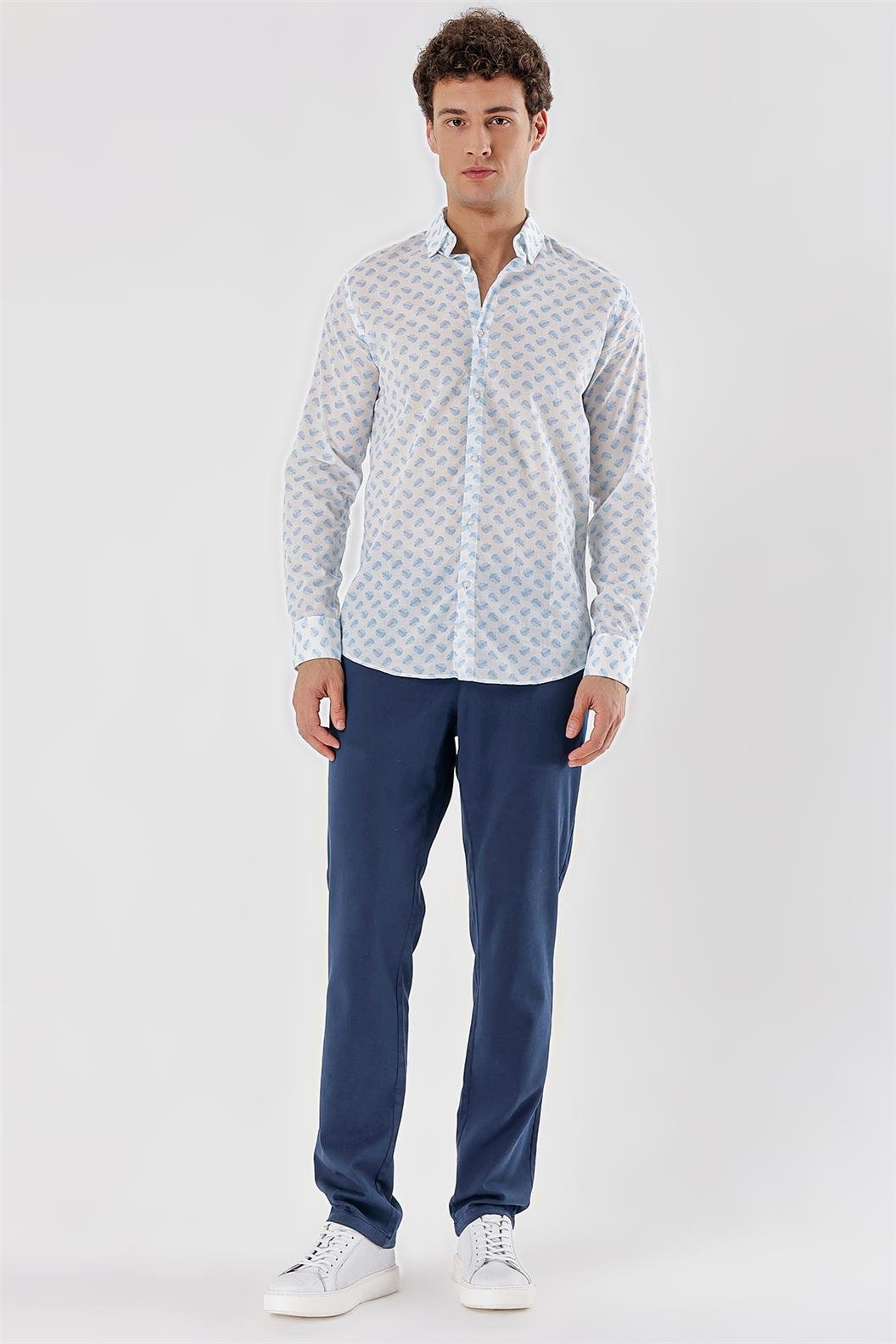 Mavi Slim Fit Uzun Kol Gömlek