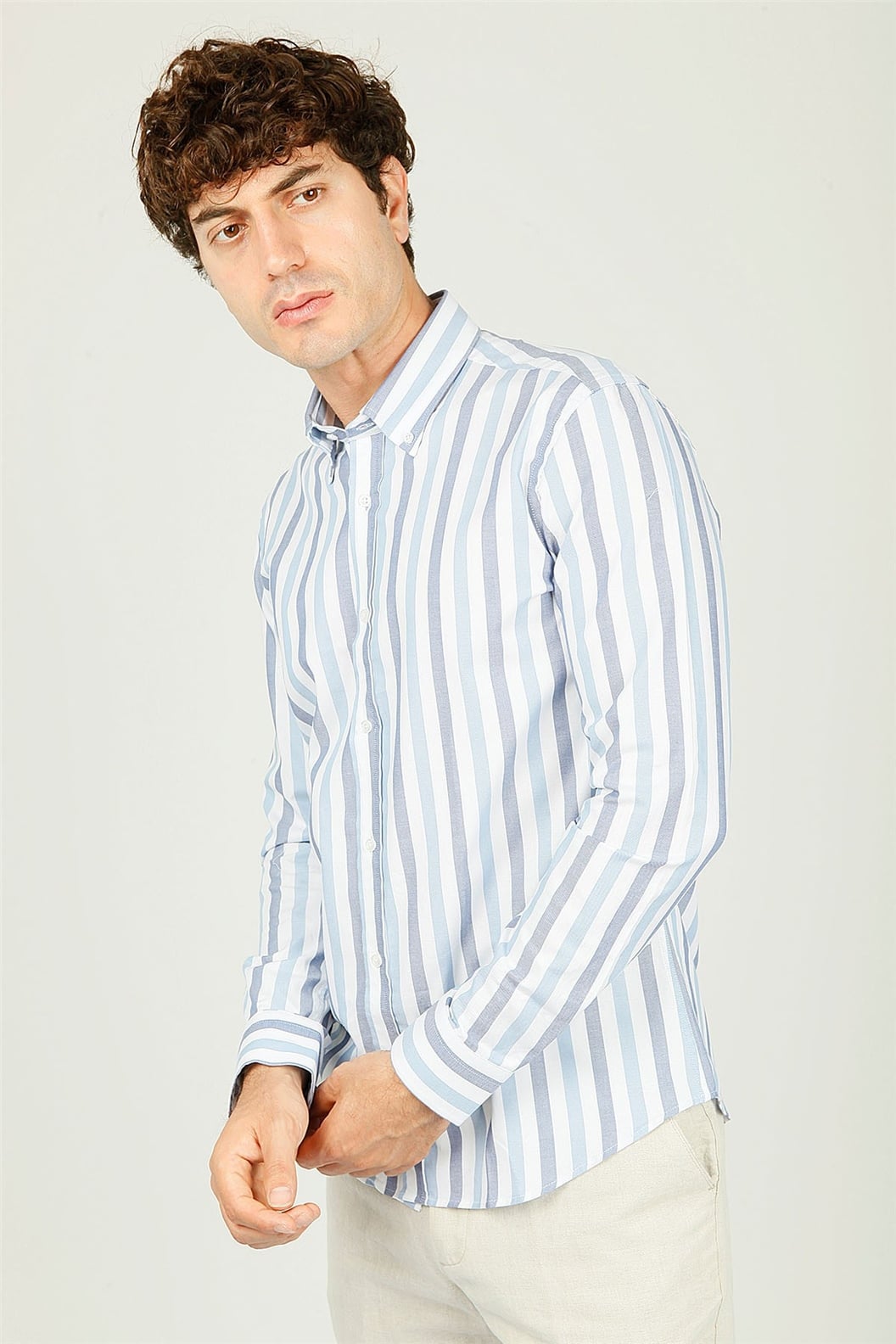 Mavi Slim Fit Uzun Kol Gömlek