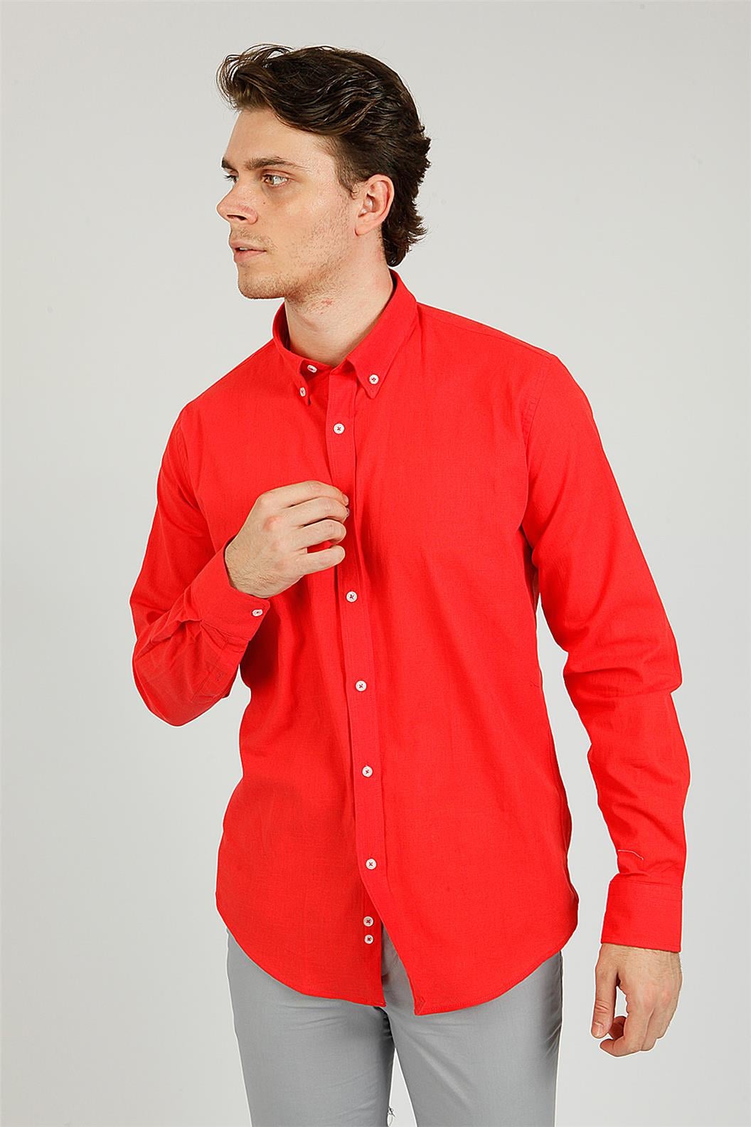 Narçiçeği Slim Fit Uzun Kol Gömlek