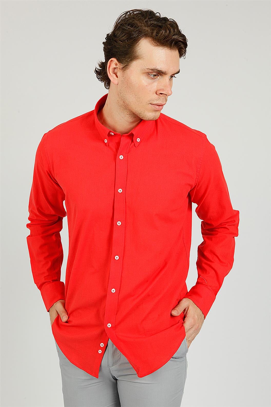 Narçiçeği Slim Fit Uzun Kol Gömlek