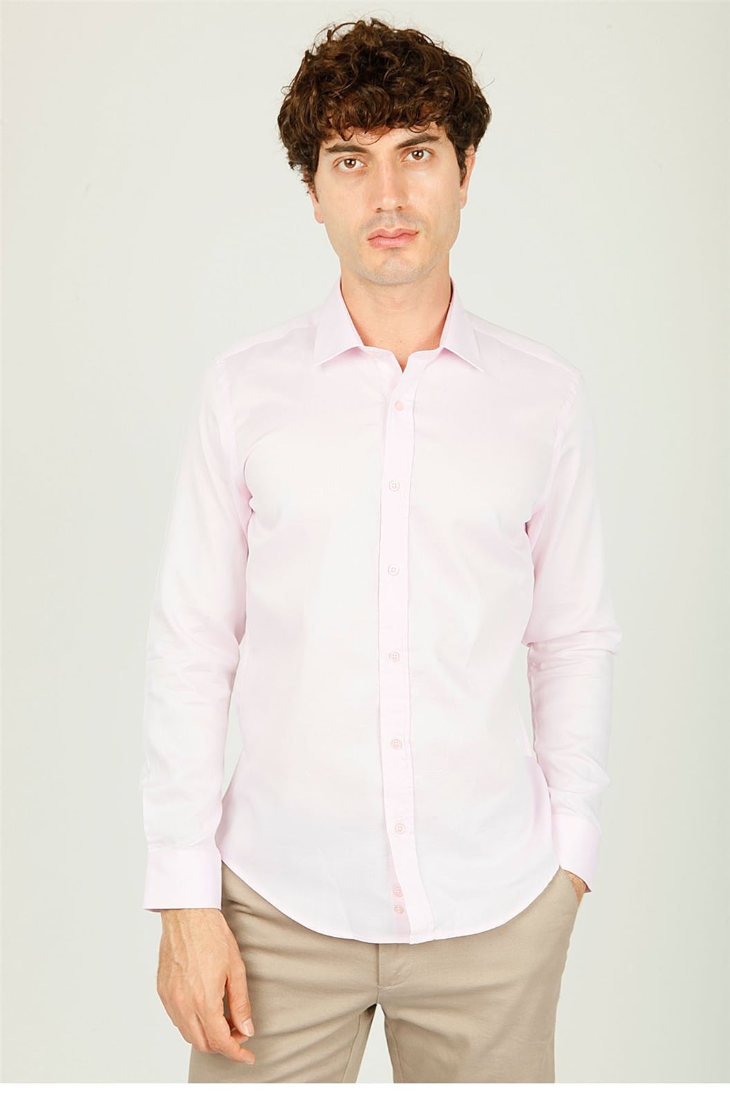 Pembe Comfort Fit Uzun Kol Gömlek