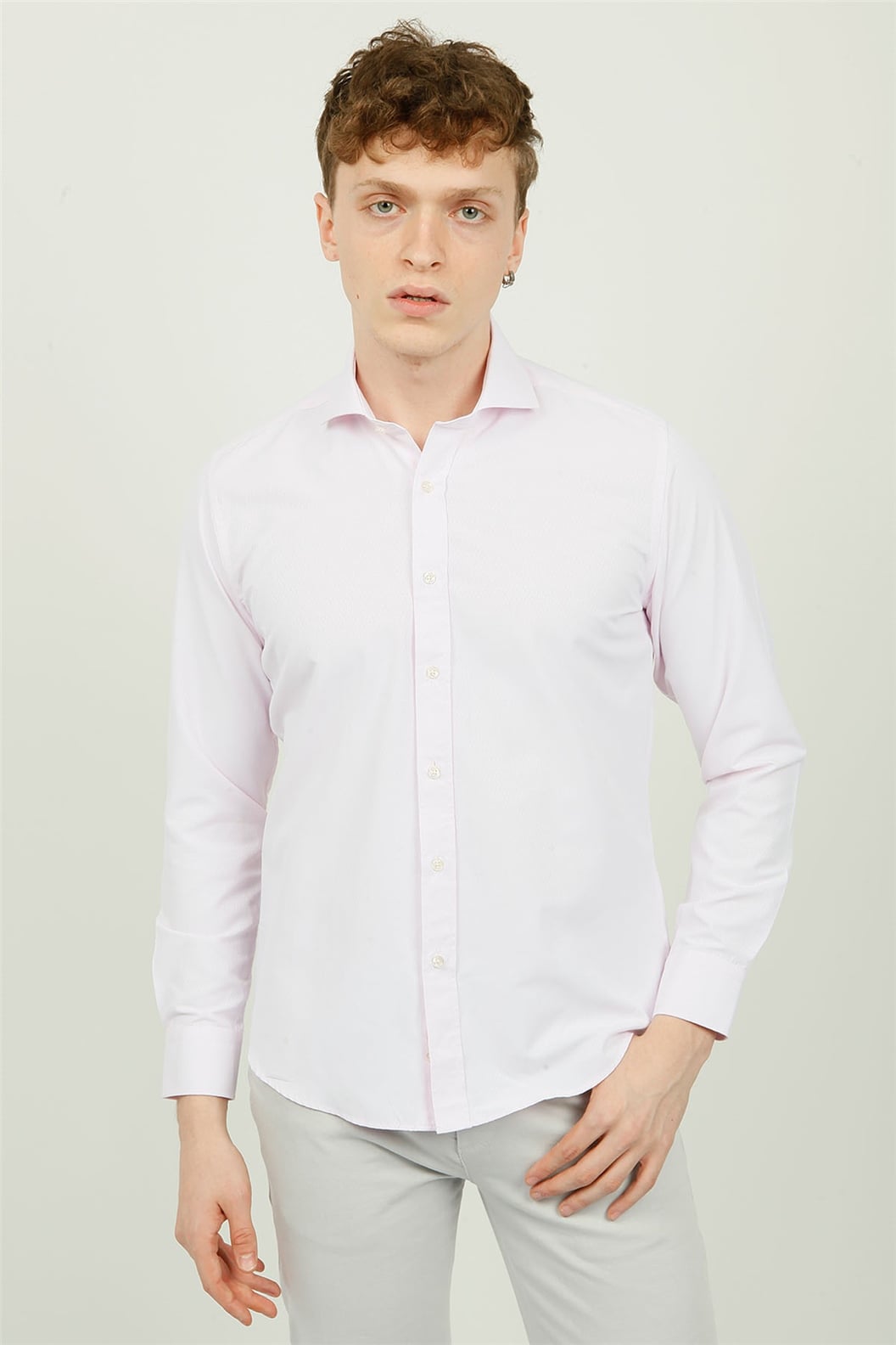 Pembe Comfort Fit Uzun Kol Gömlek