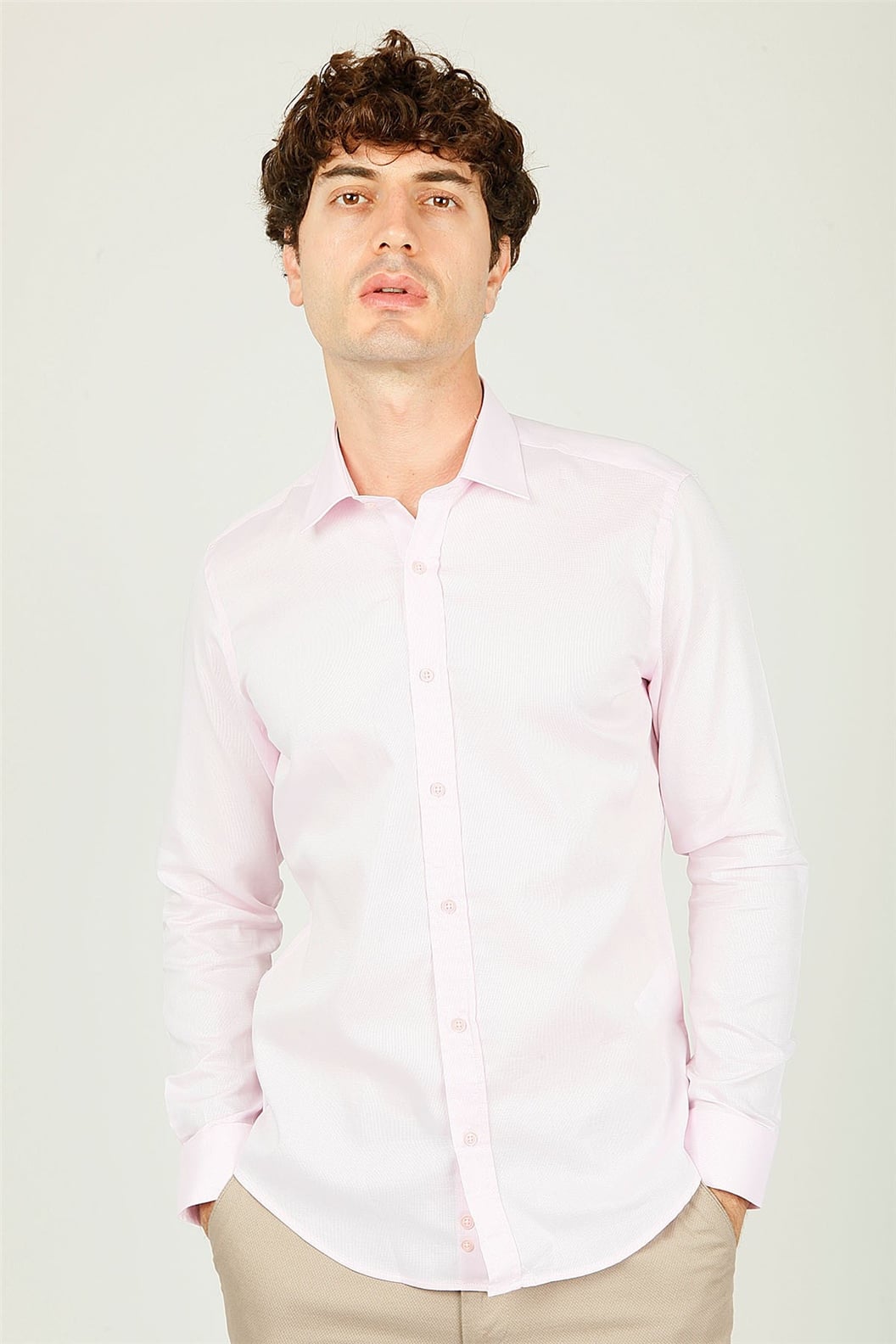 Pembe Comfort Fit Uzun Kol Gömlek