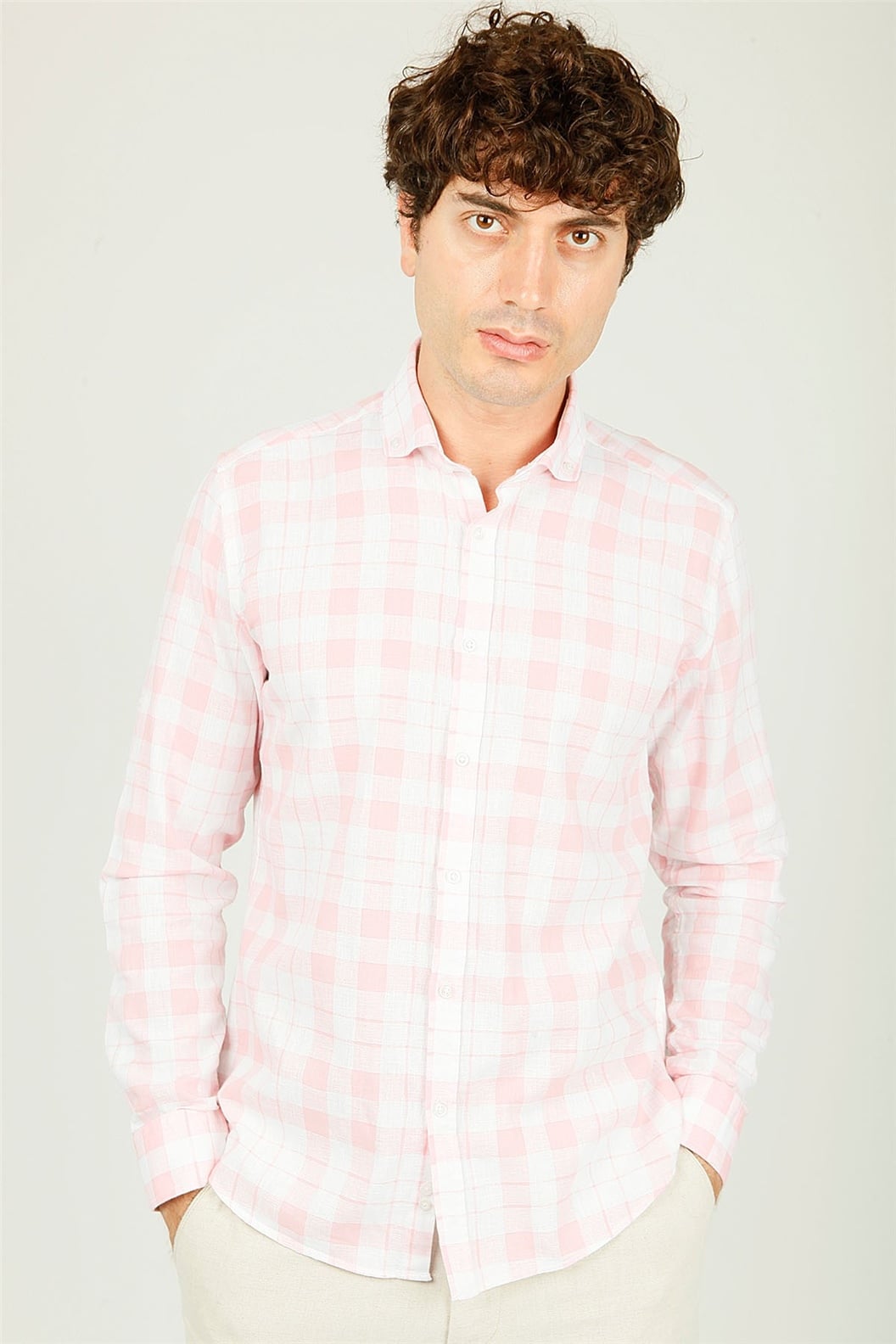 Pembe Comfort Fit Uzun Kol Gömlek