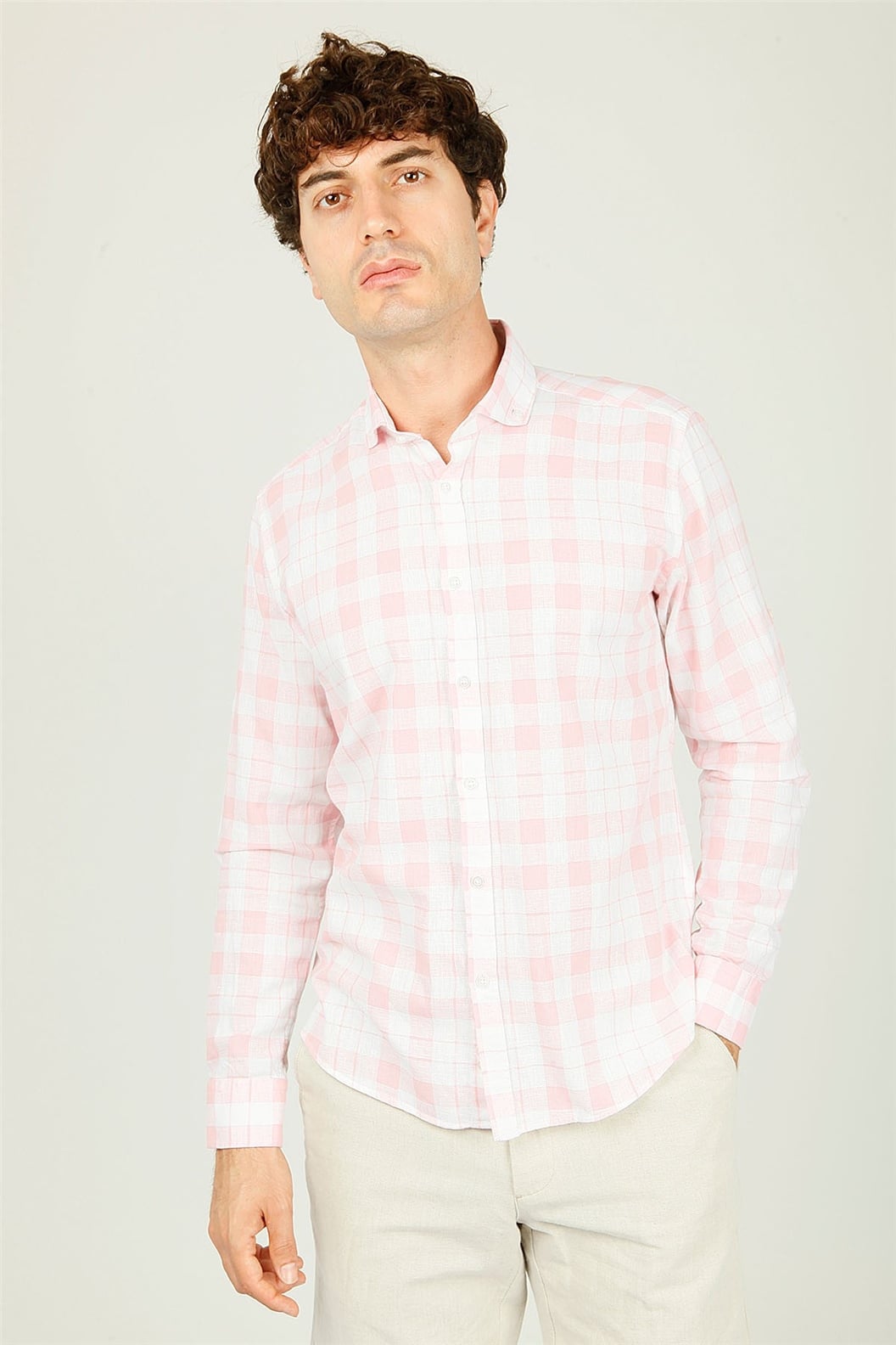 Pembe Comfort Fit Uzun Kol Gömlek