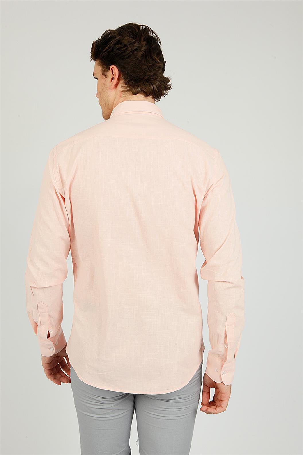 Pembe Slim Fit Uzun Kol Gömlek