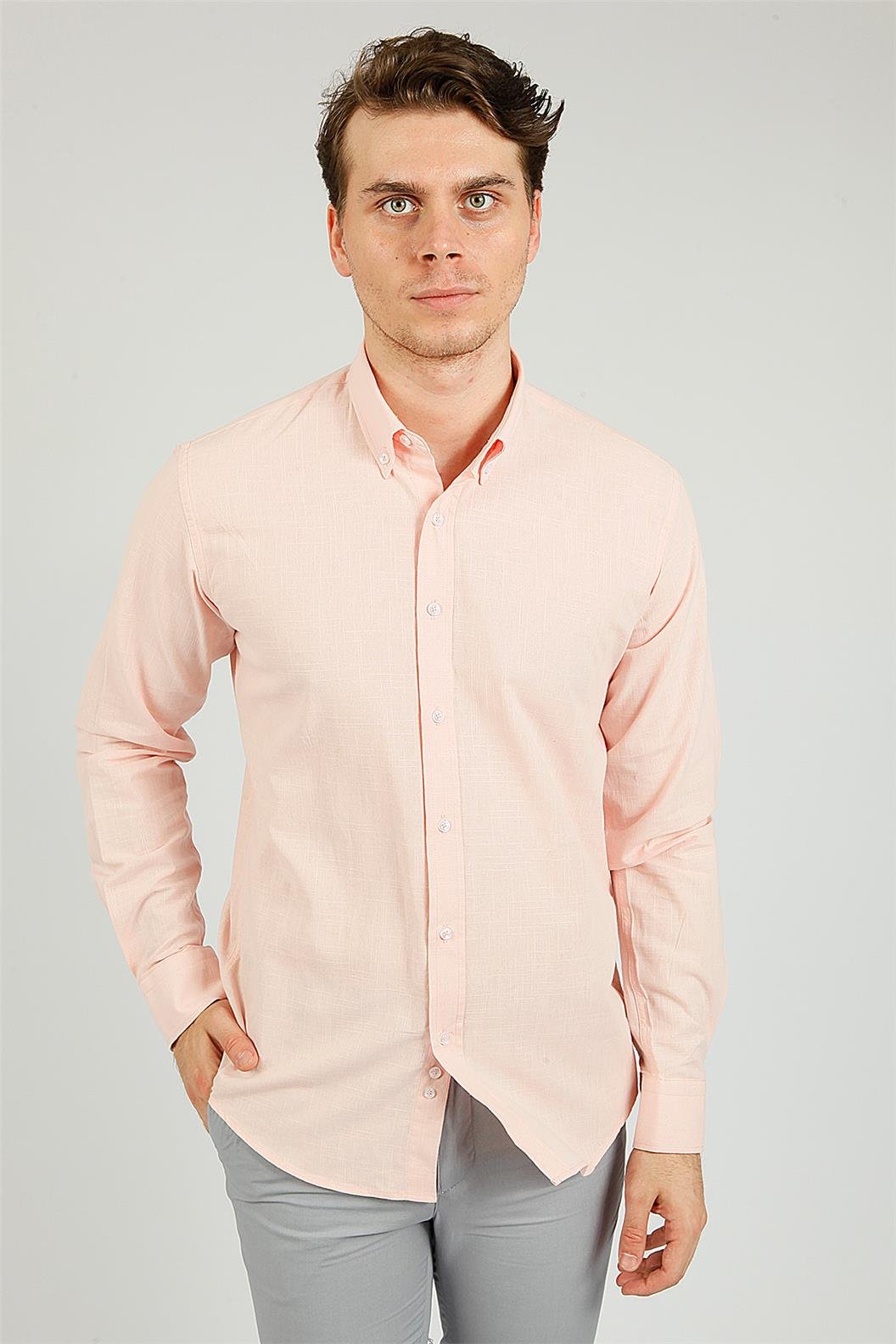 Pembe Slim Fit Uzun Kol Gömlek