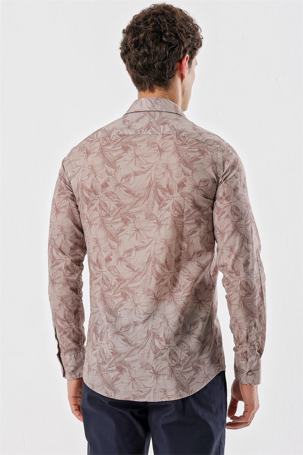Pembe Slim Fit Uzun Kol Gömlek