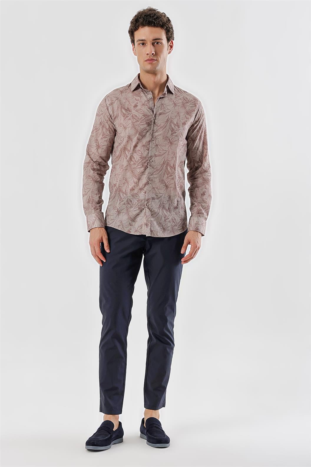 Pembe Slim Fit Uzun Kol Gömlek