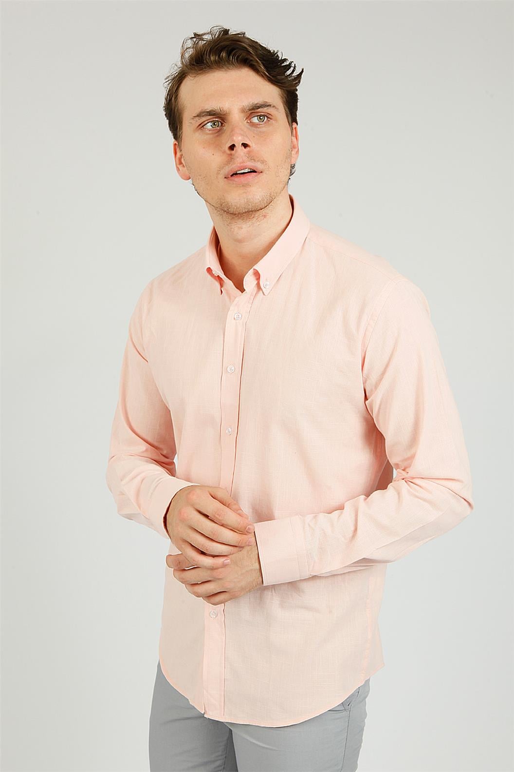 Pembe Slim Fit Uzun Kol Gömlek