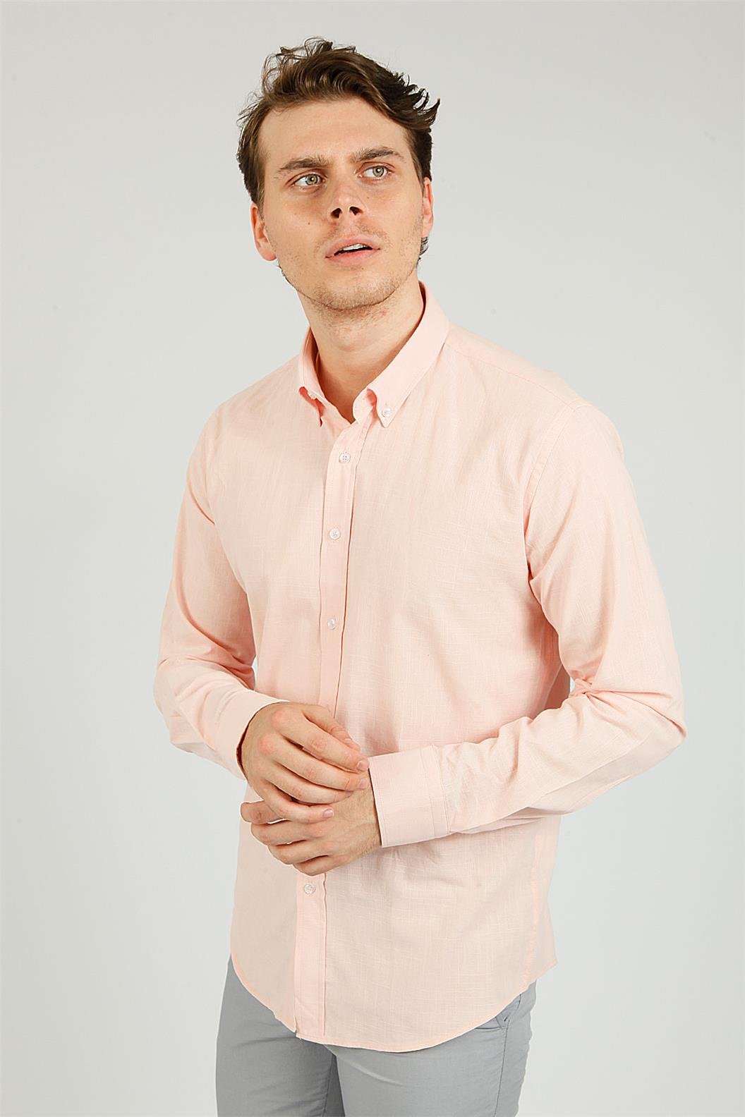 Pembe Slim Fit Uzun Kol Gömlek