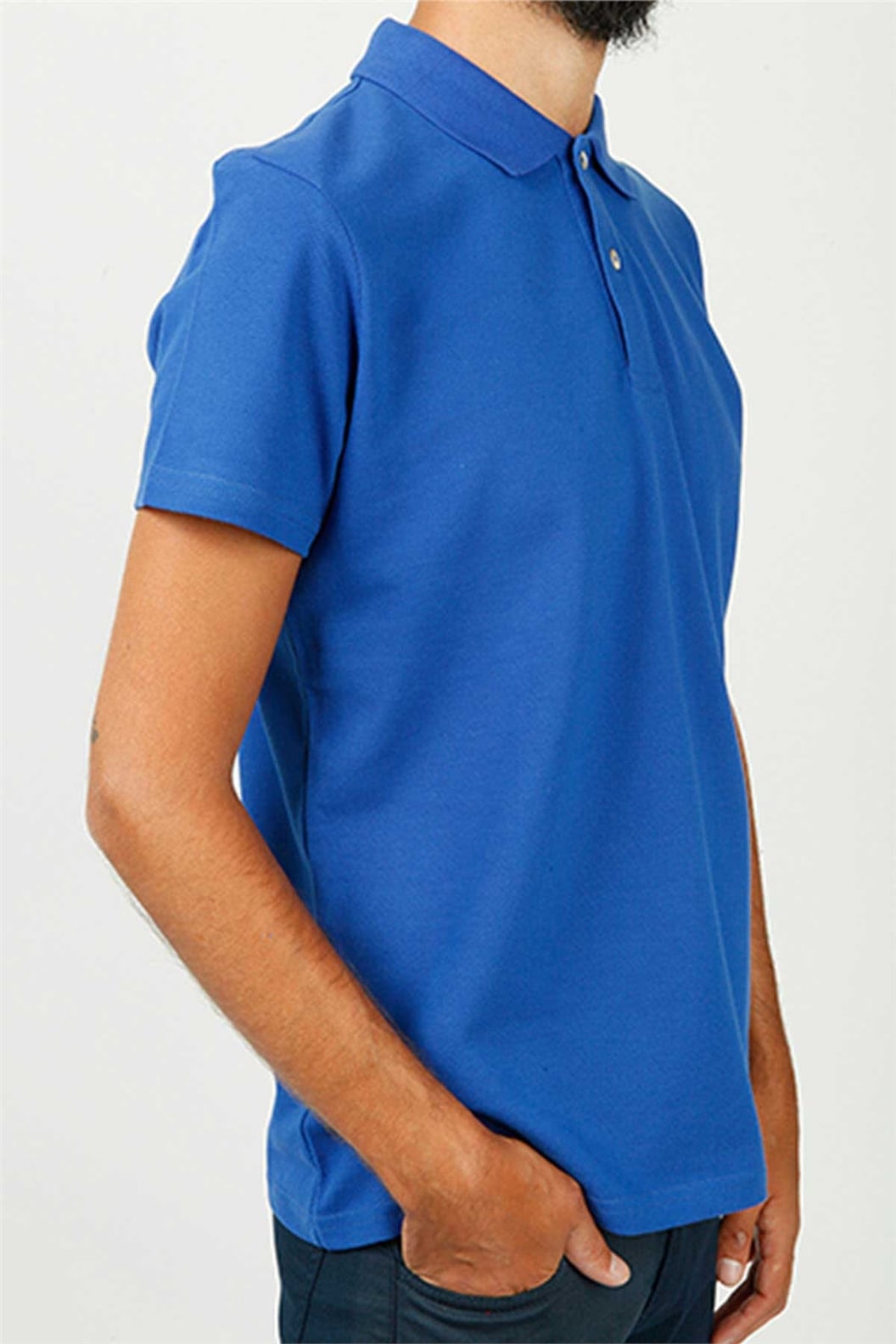 Saks Mavi Polo Yaka Comfort Fit Pike T-shirt
