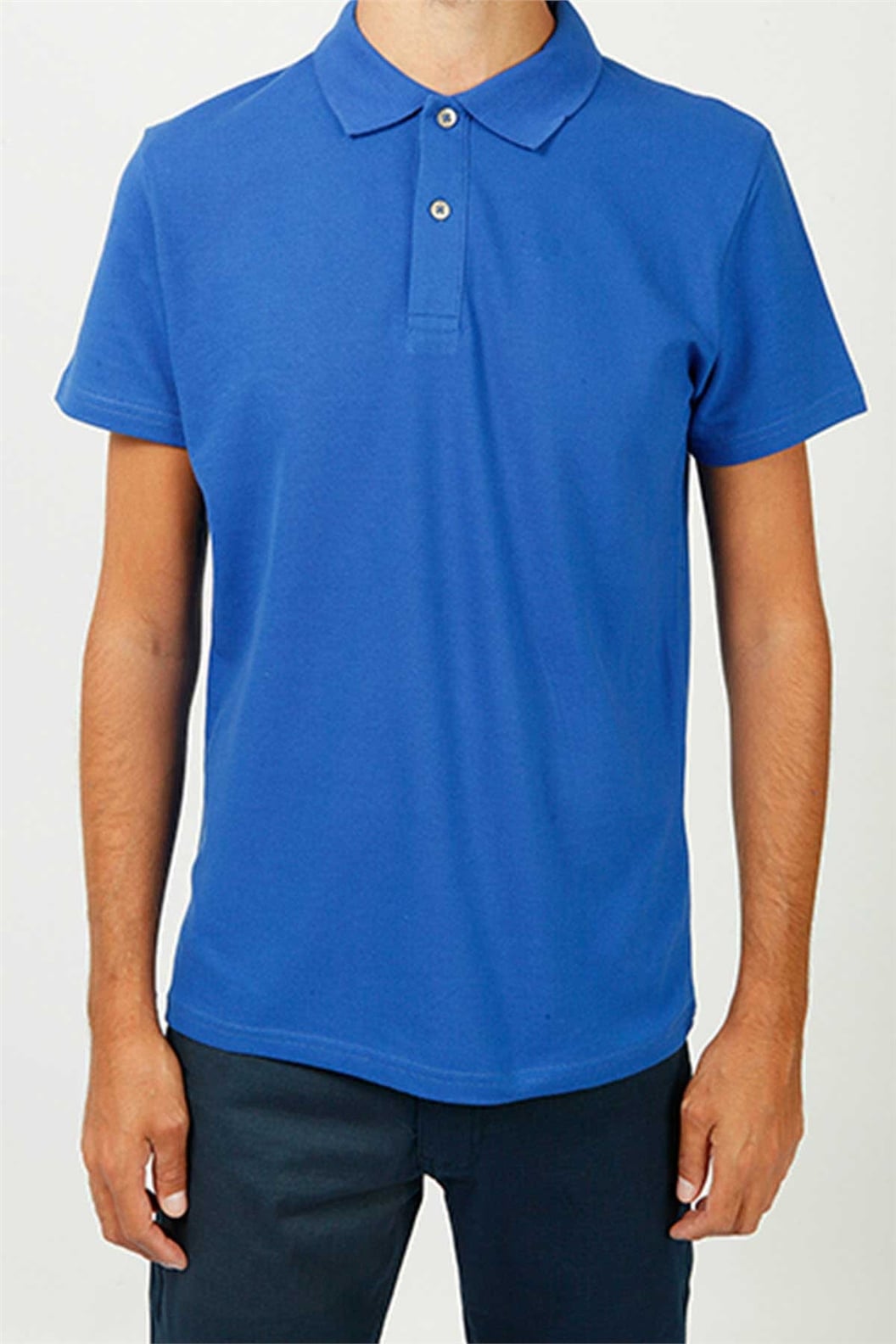 Saks Mavi Polo Yaka Comfort Fit Pike T-shirt
