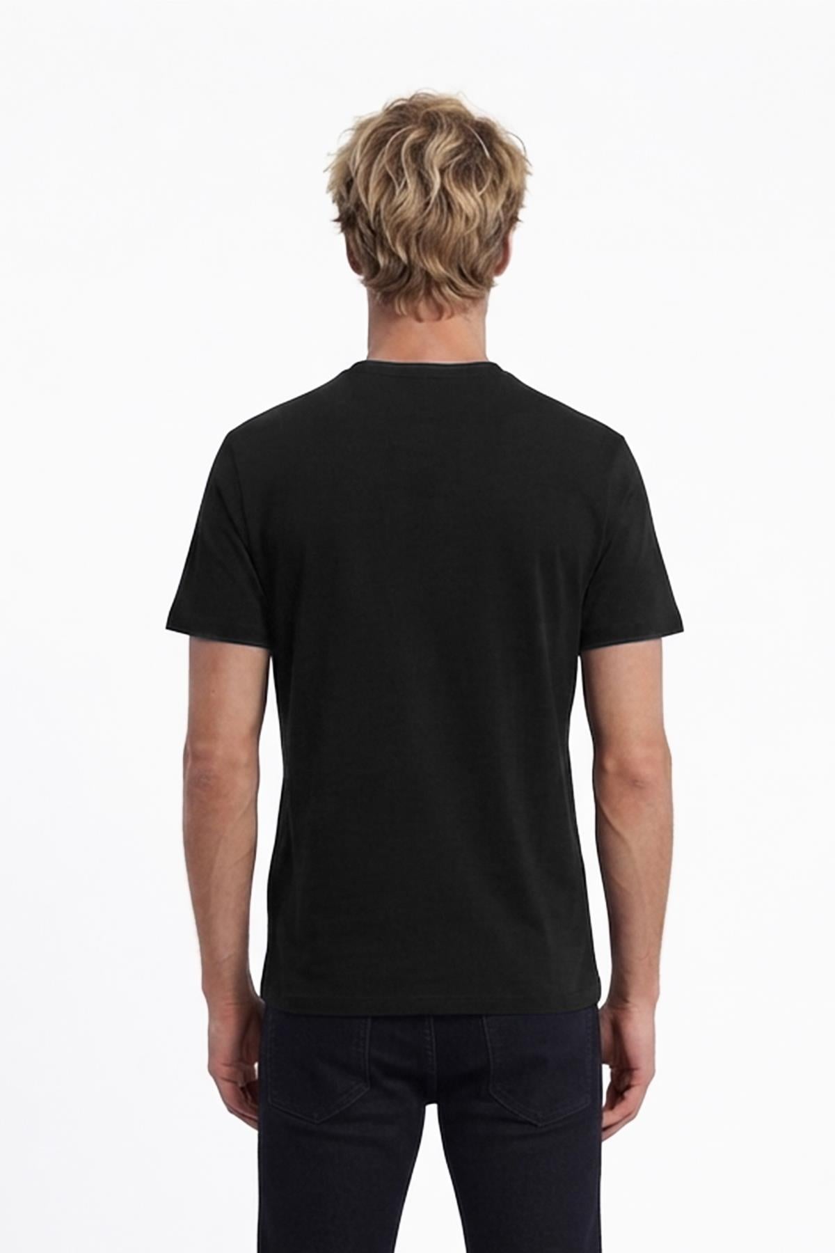SİYAH Comfort Fit Bisiklet Yaka Basic T-Shirt