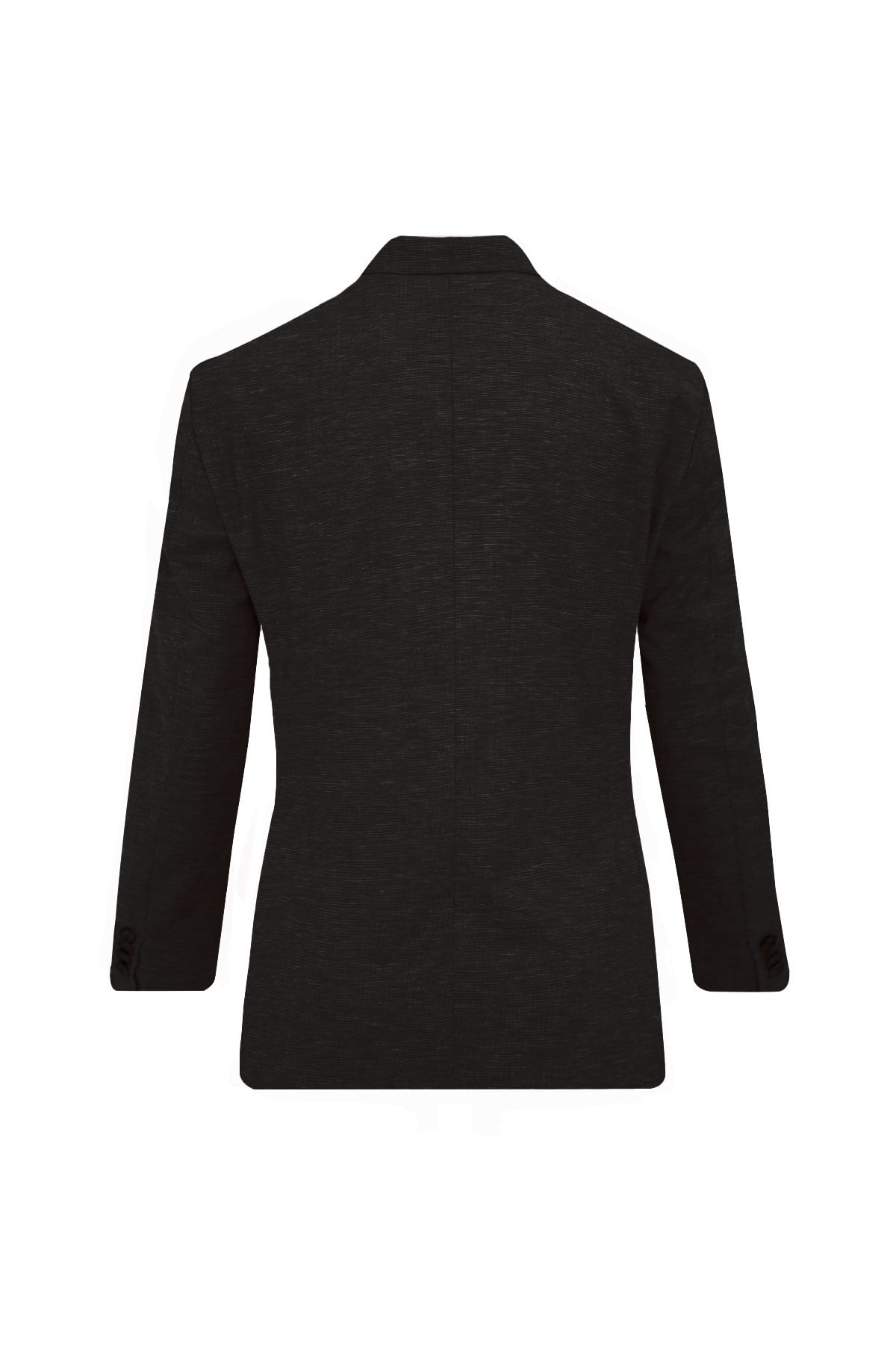 SİYAH Comfort Fit Casual Keten Ceket
