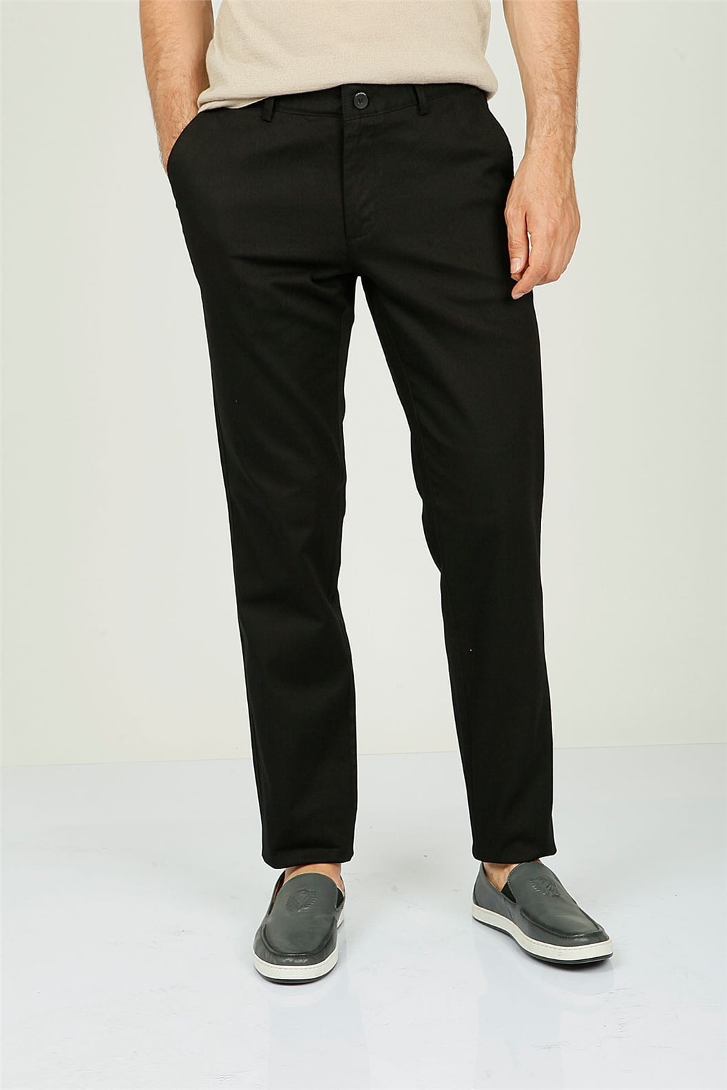Siyah Comfort Fit Chino Pantolon