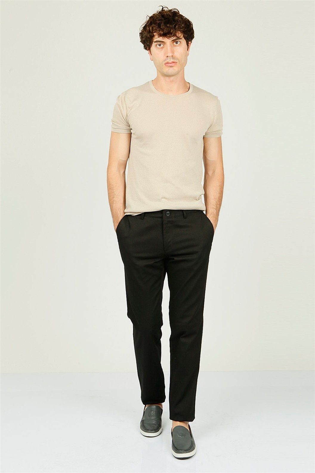 Siyah Comfort Fit Chino Pantolon
