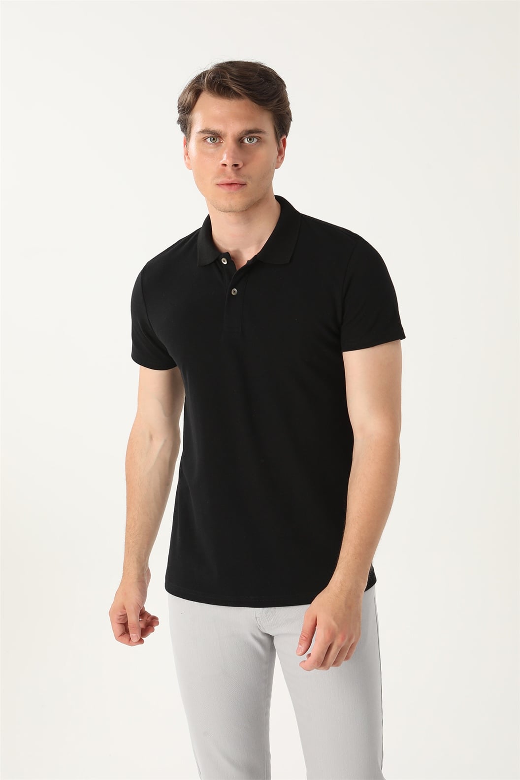 Siyah Comfort Fit Polo Yaka Pike T-Shirt