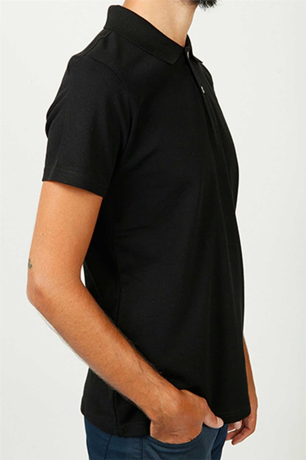 Siyah Comfort Fit Polo Yaka Pike T-Shirt