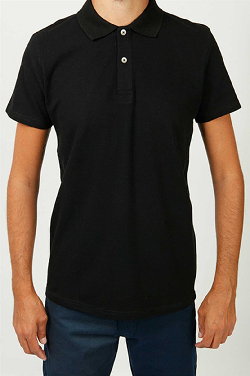 Siyah Comfort Fit Polo Yaka Pike T-Shirt