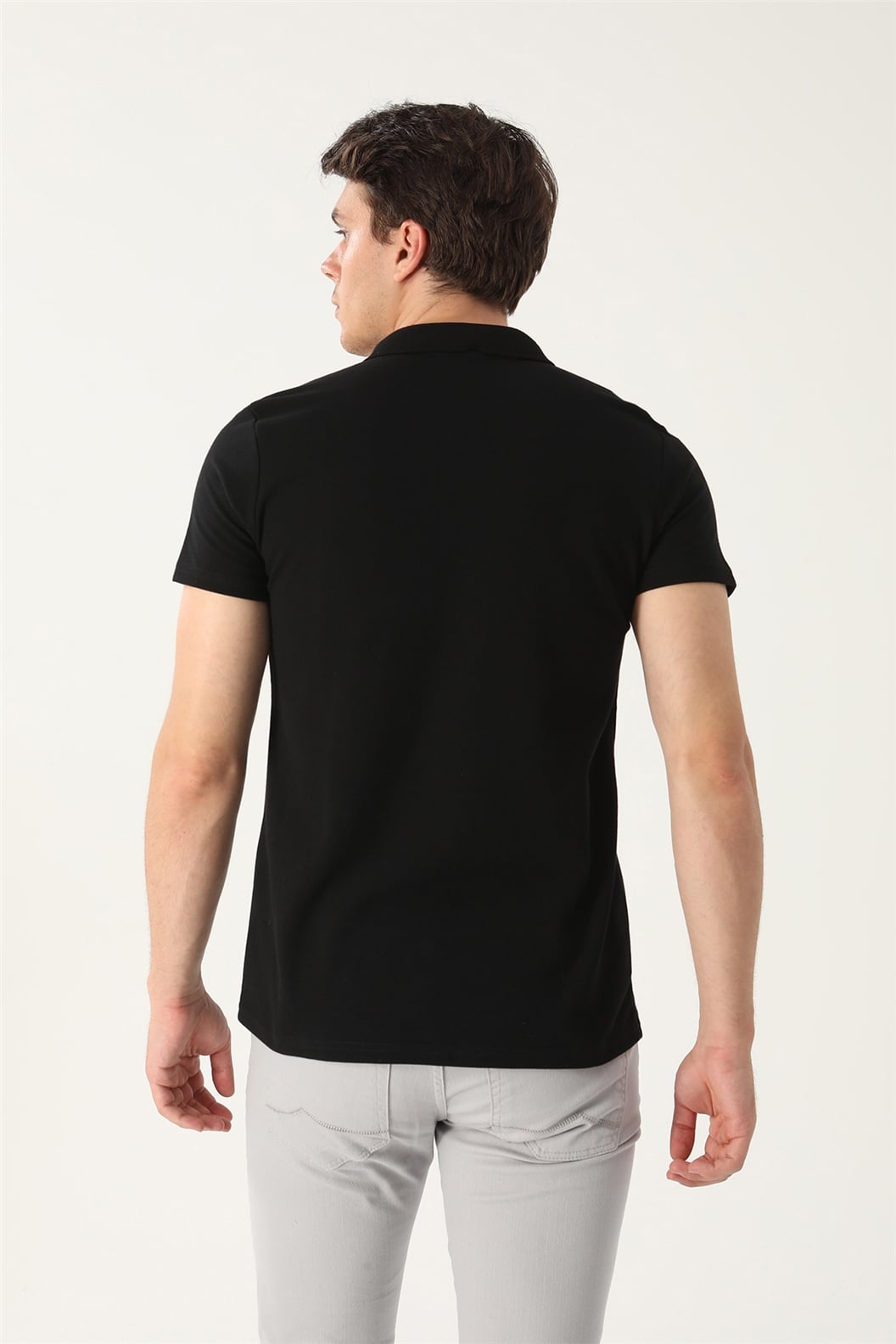 Siyah Comfort Fit Polo Yaka Pike T-Shirt