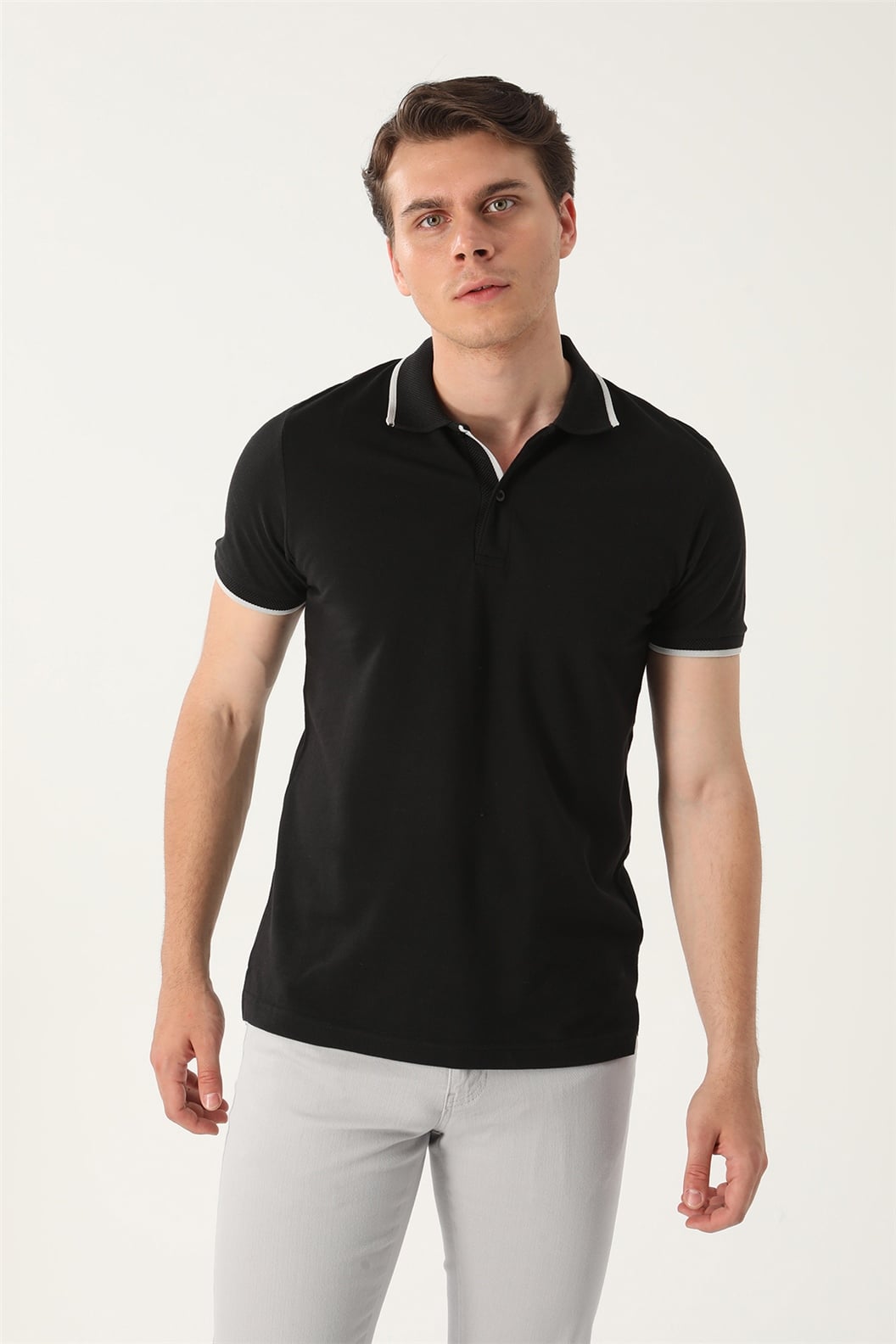 Siyah Comfort Fit Polo Yaka T-Shirt