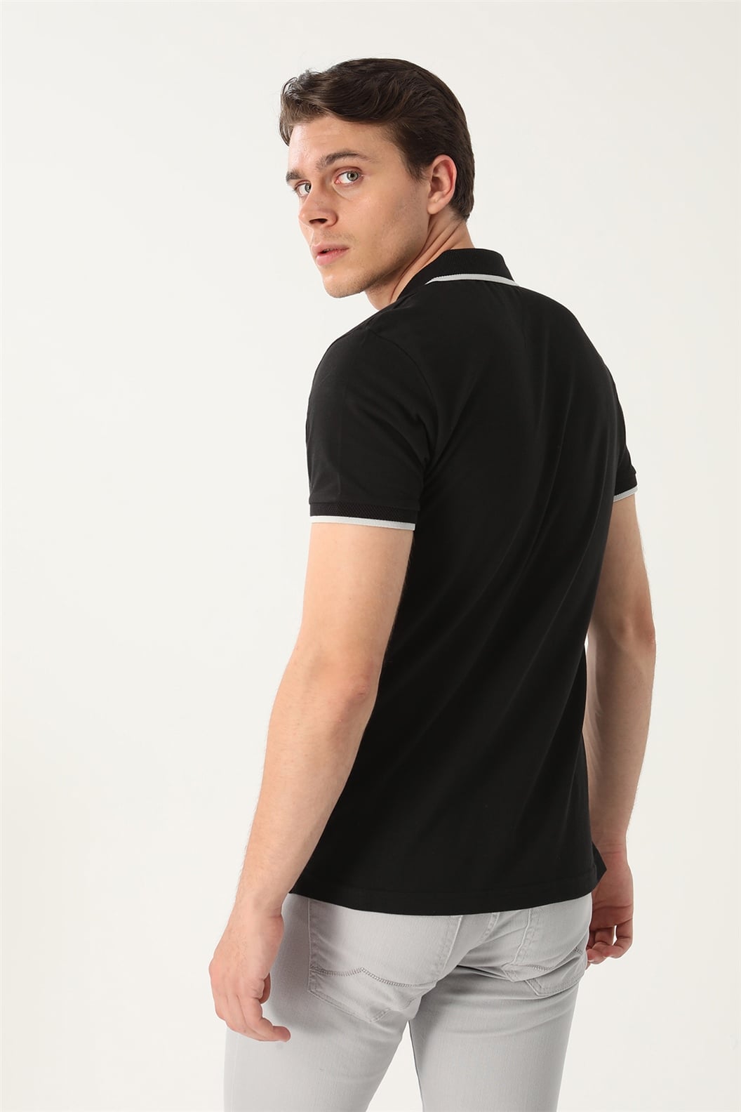 Siyah Comfort Fit Polo Yaka T-Shirt