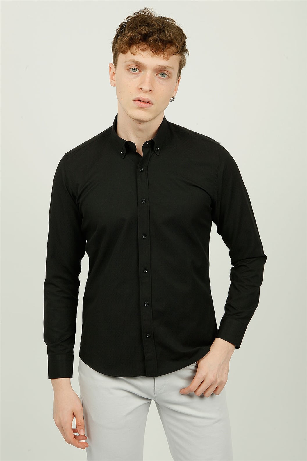 Siyah Comfort Fit Uzun Kol Gömlek