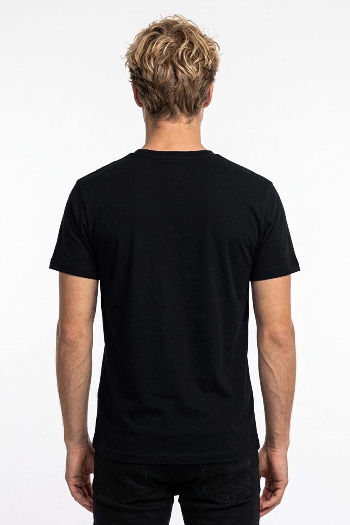 SİYAH Dark In Black Baskılı Modal Bisiklet Yaka T-shirt