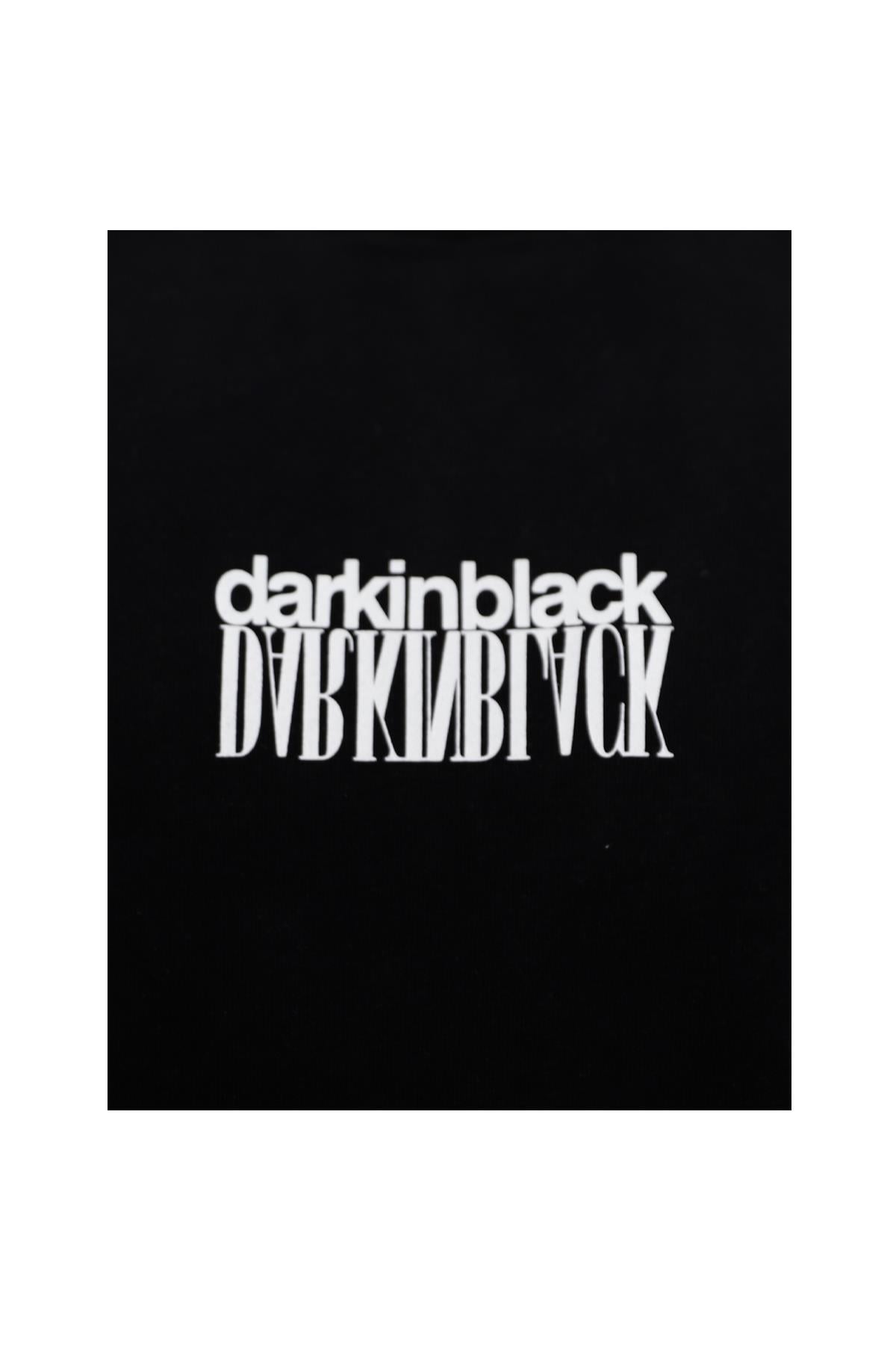 SİYAH Dark In Black Baskılı Modal Bisiklet Yaka T-shirt